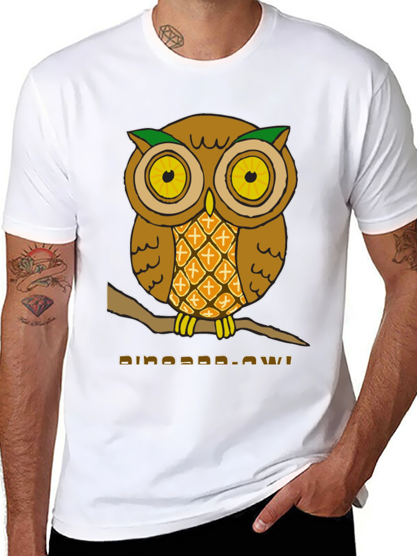 Black Pineapple Owl Graphic T-Shirt - Unique Design! view 8