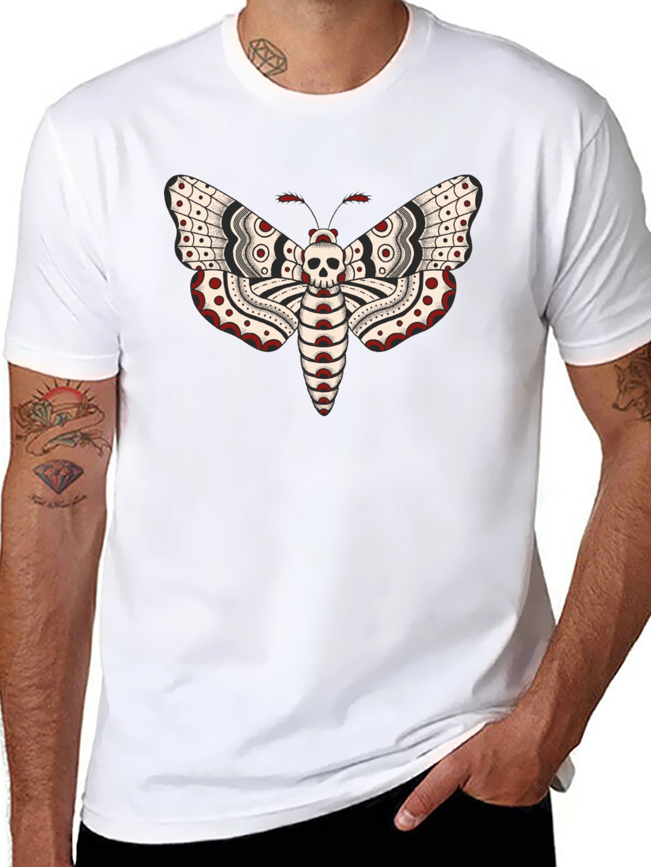 Black Moth Skull Graphic Tee - Black T-Shirt view 8