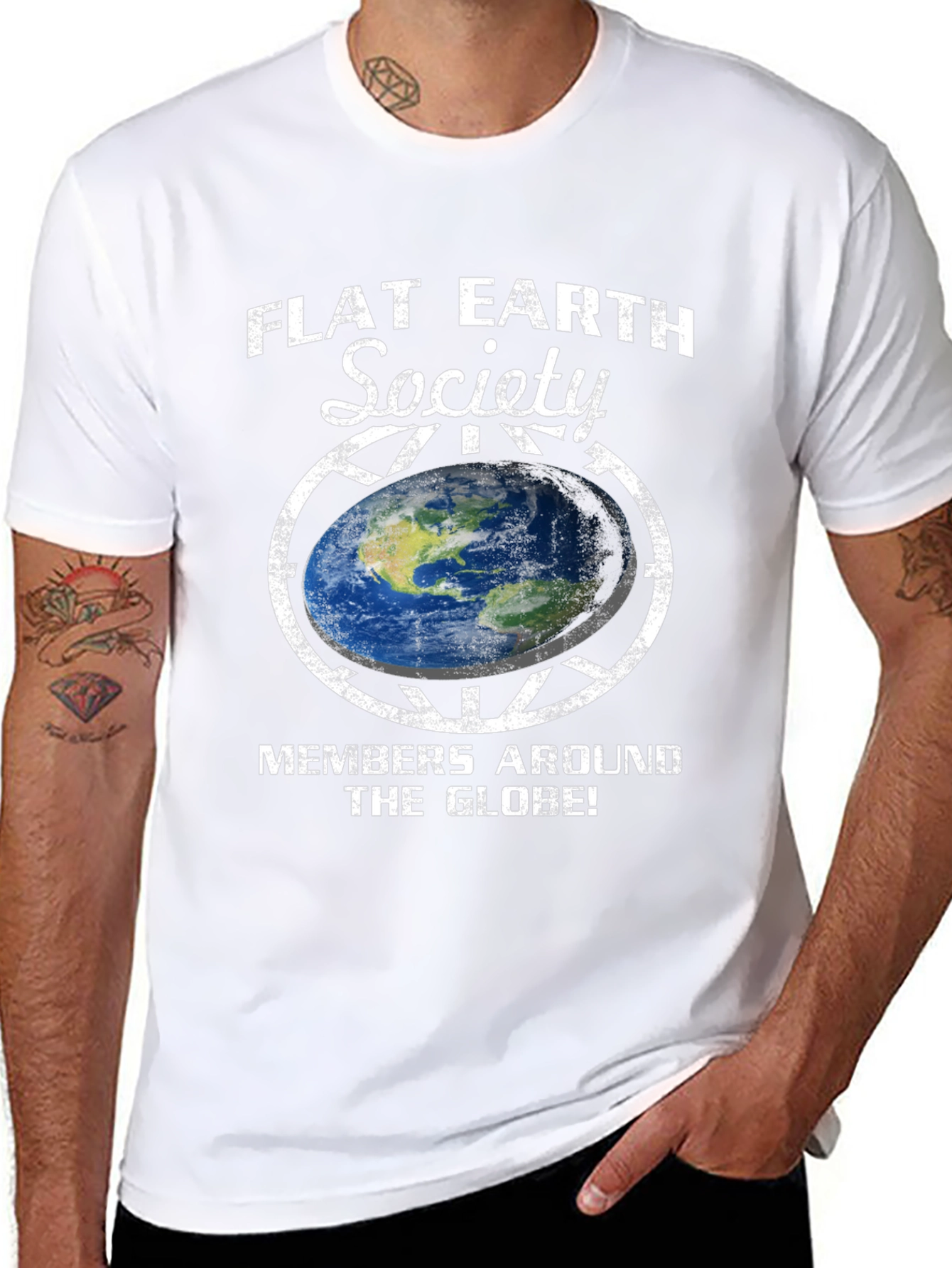 Black Flat Earth Society Graphic T-Shirt view 8