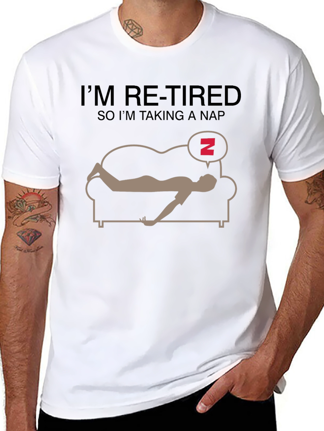 Black Funny Re-Tired Nap T-Shirt view 8