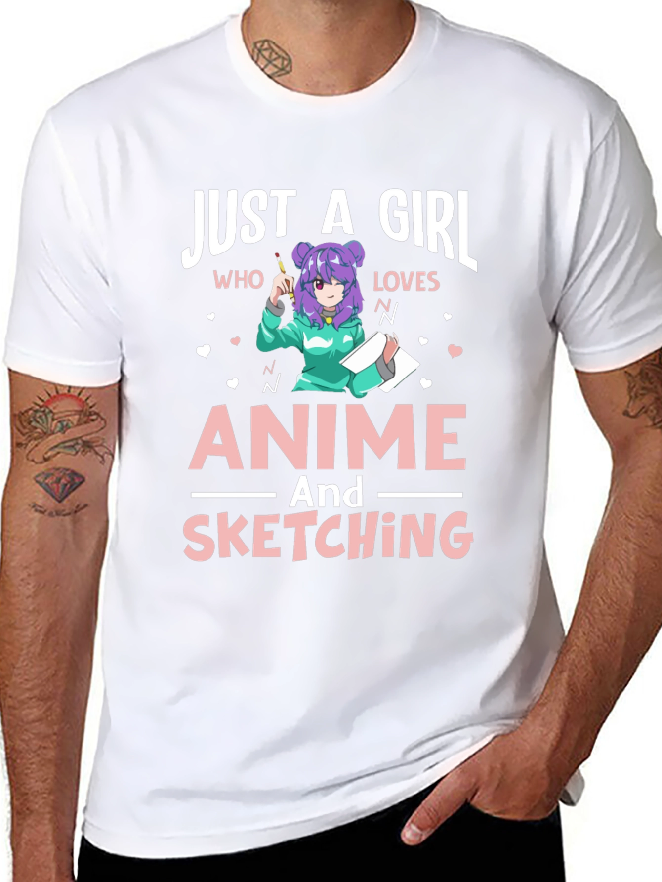 Black Anime & Sketching Girl's T-Shirt view 8