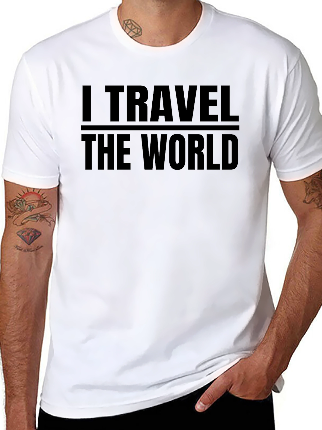 Black I Travel The World Graphic Tee - Black view 8
