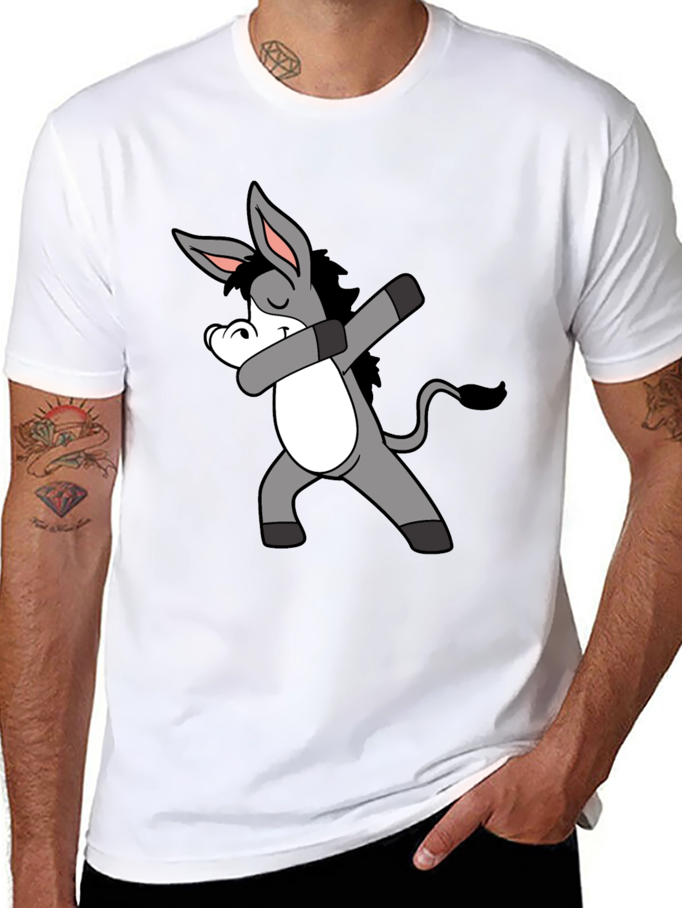 Black Dabbing Donkey Graphic Tee - Fun & Unique! view 8