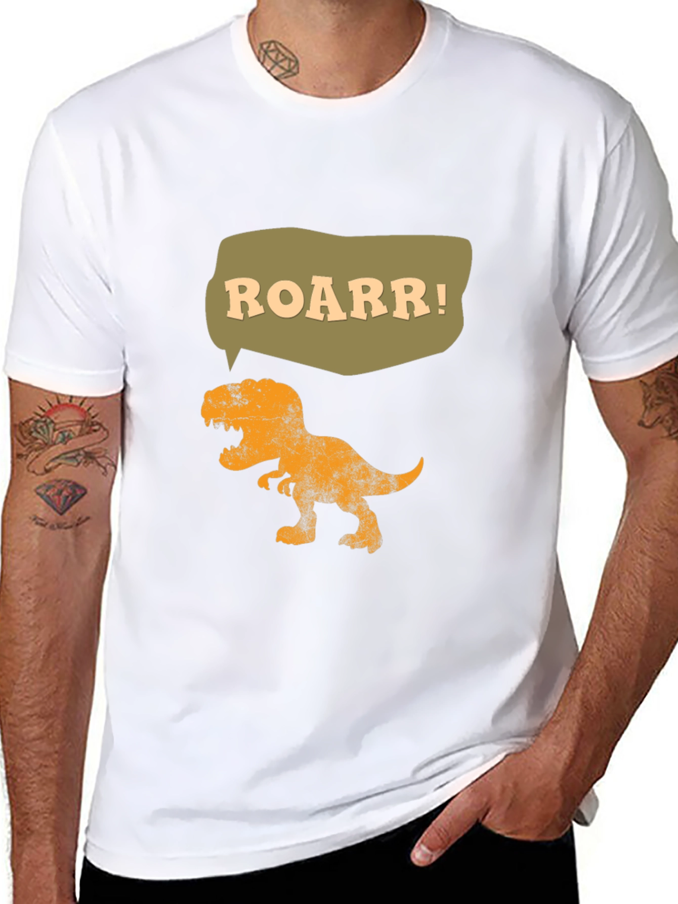 Black Roarr! Dinosaur Graphic Tee - Black Cotton T-Shirt view 8