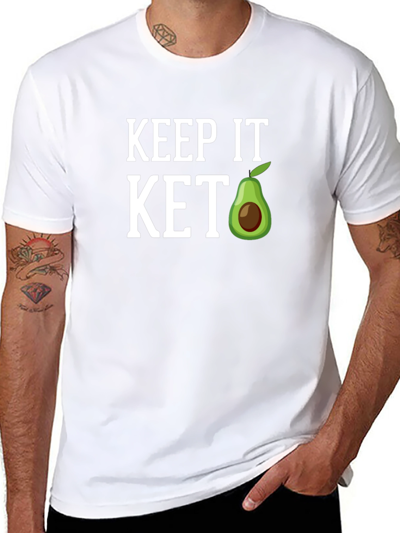 Black Keep It Keto T-Shirt, Avocado Graphic Tee view 8