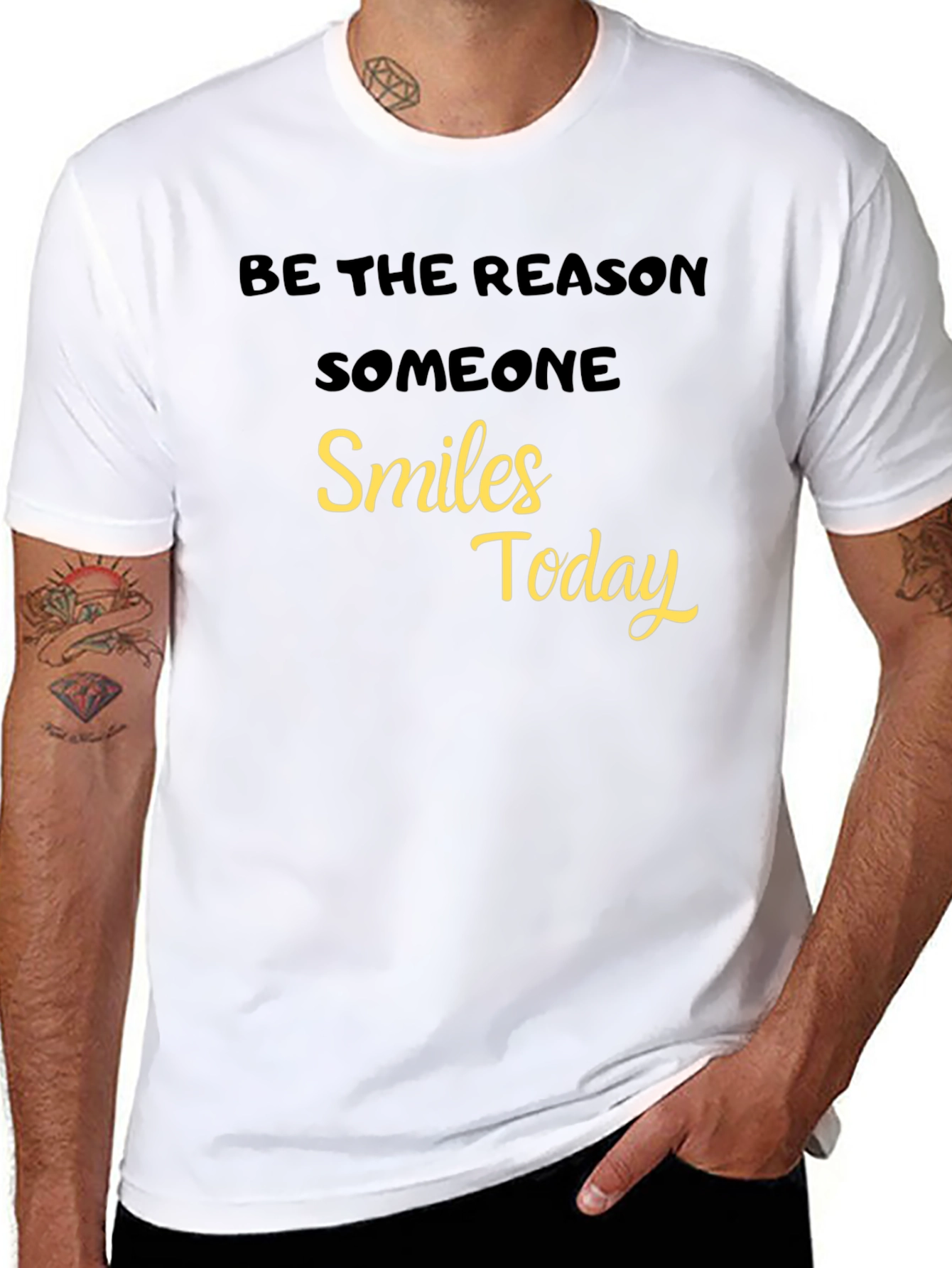 Black Be The Reason Someone Smiles Today - Black T-Shirt view 8