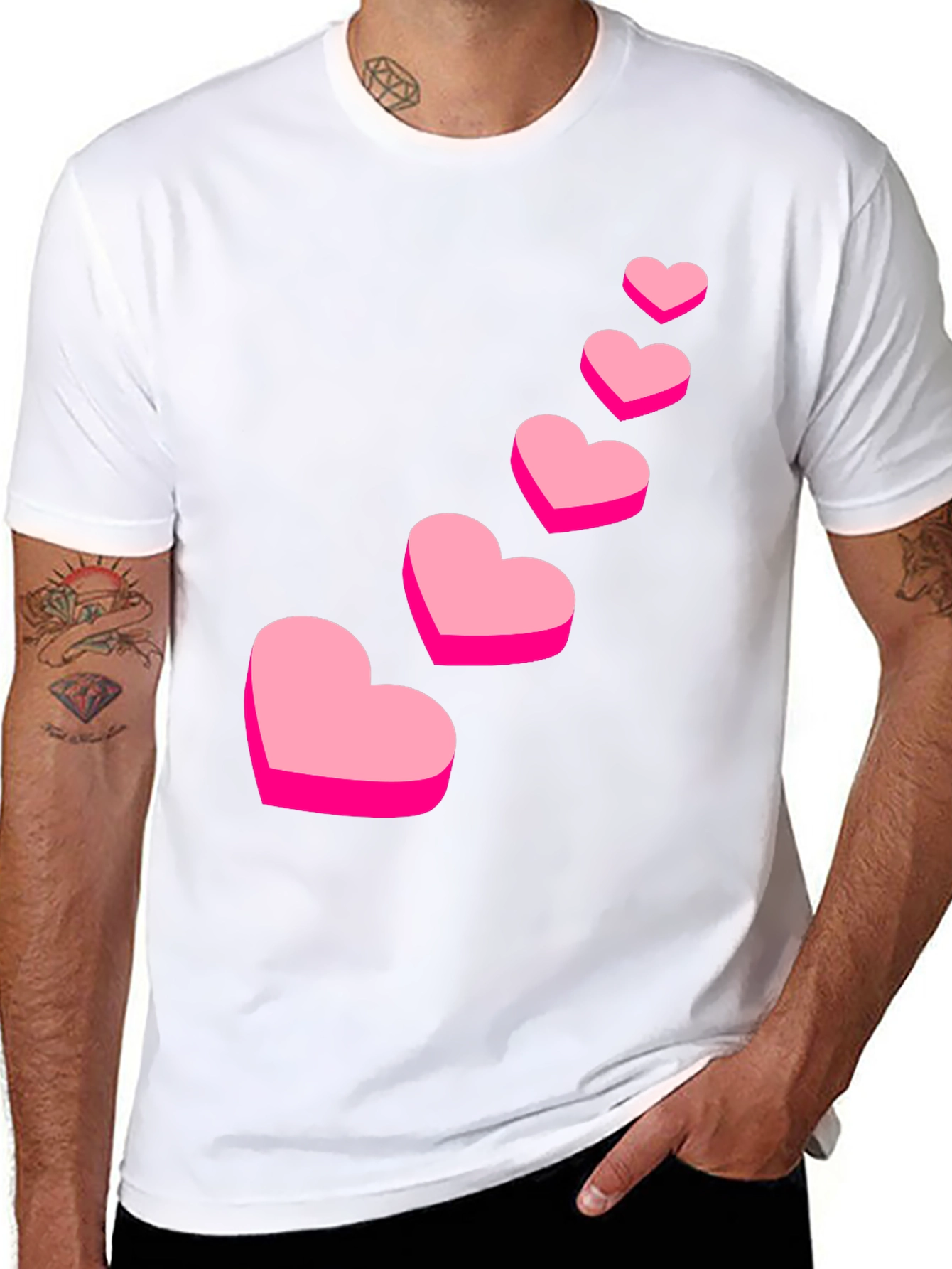 Love Heart Graphic Black T-Shirt - 8