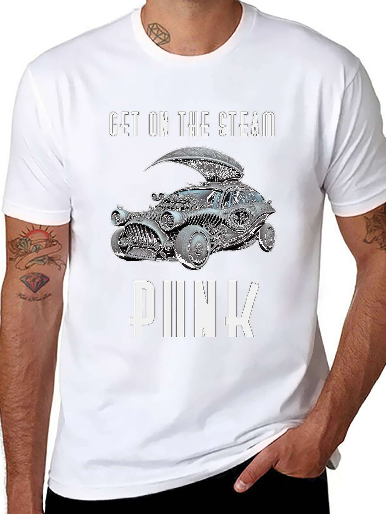 Black Steampunk Car Graphic T-Shirt view 8