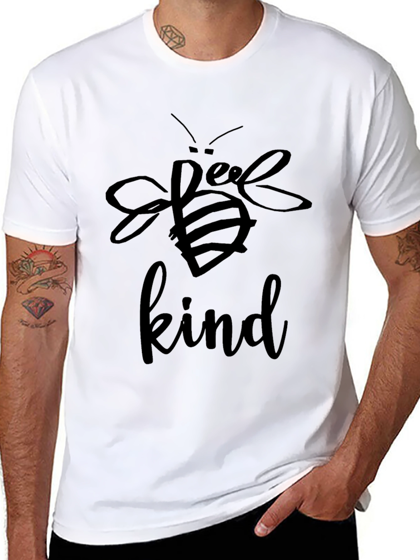 Black Bee Kind Graphic Tee - Soft Cotton Crewneck T-Shirt view 8