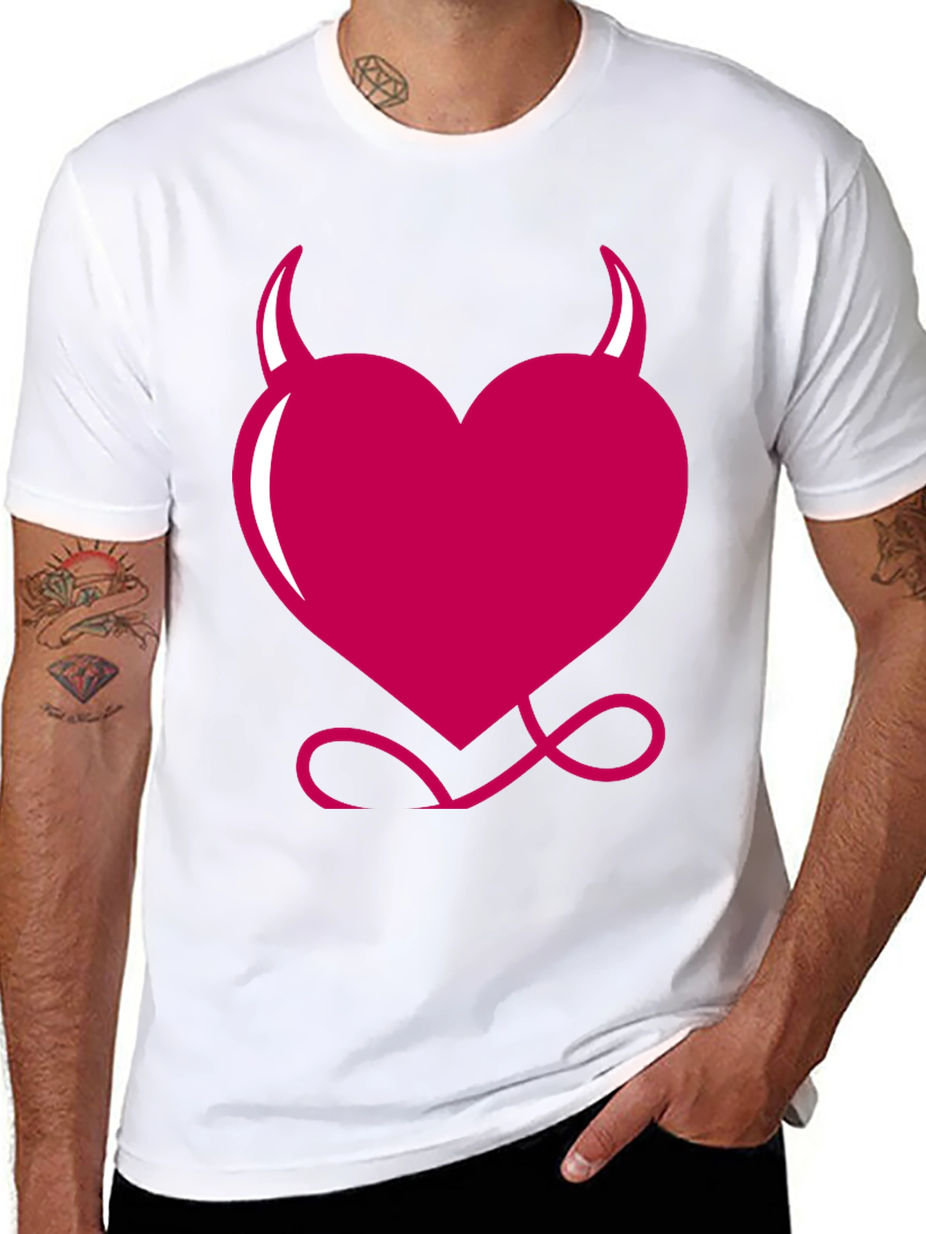Black Devil Heart Graphic Tee - Black view 8