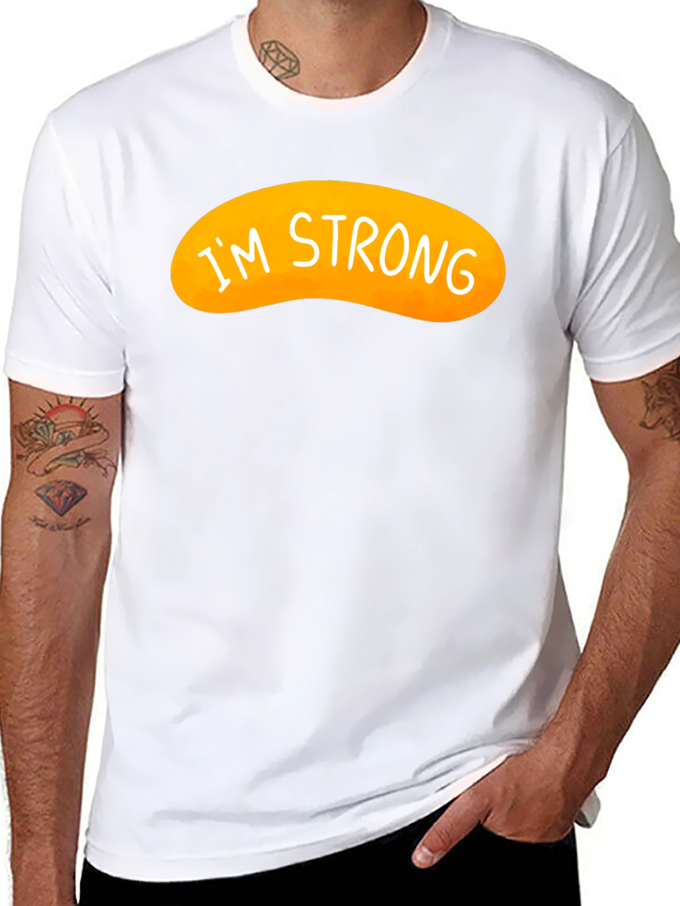 Black I'm Strong Graphic Tee - Black Cotton Blend view 8