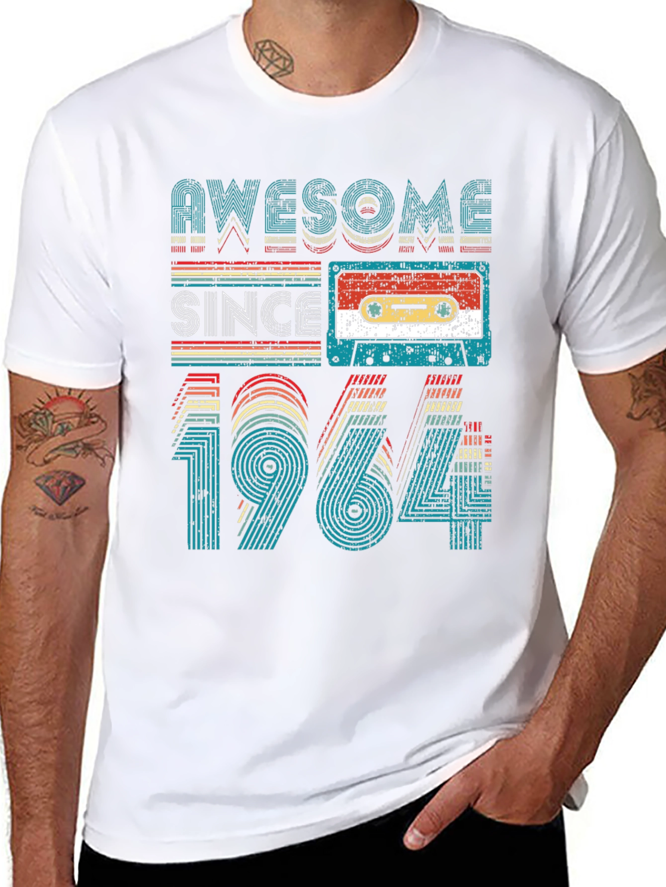 Black Awesome Since 1964 Cassette Tape Graphic Tee view 8
