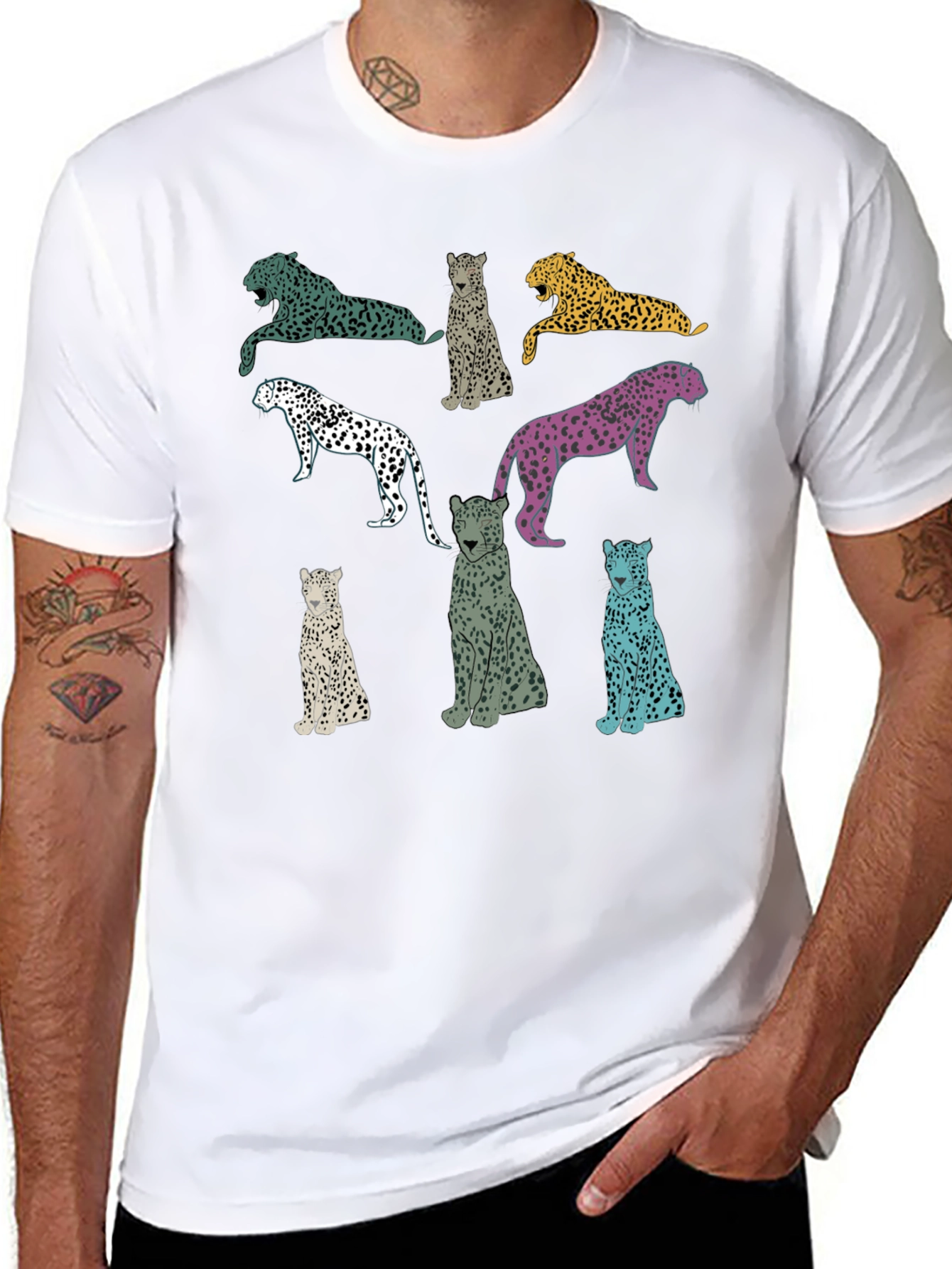 Black Leopard Print Graphic Tee - Unique Design view 8