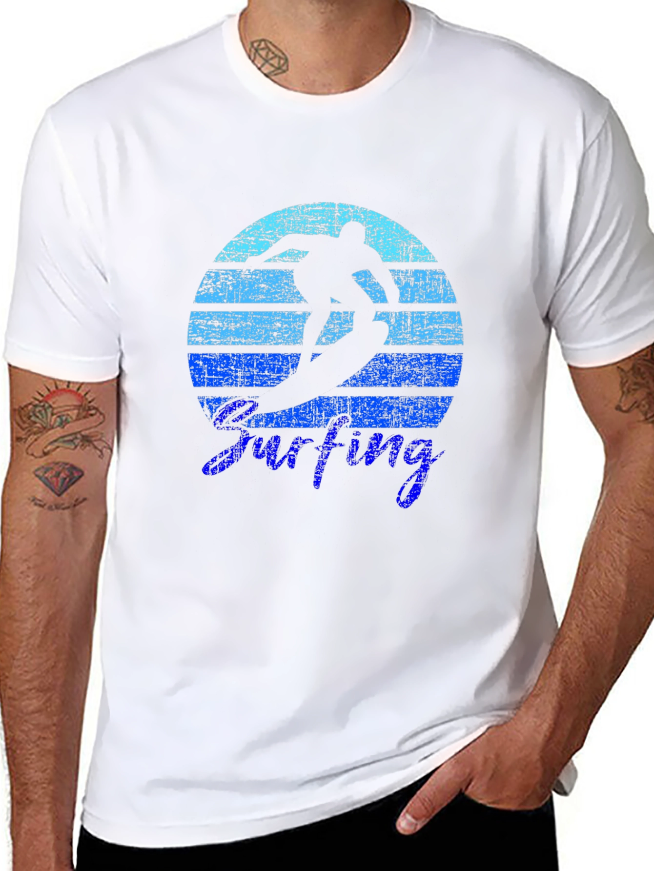 Black Surfing Sunset Graphic Tee - Cool Coastal Vibes view 8