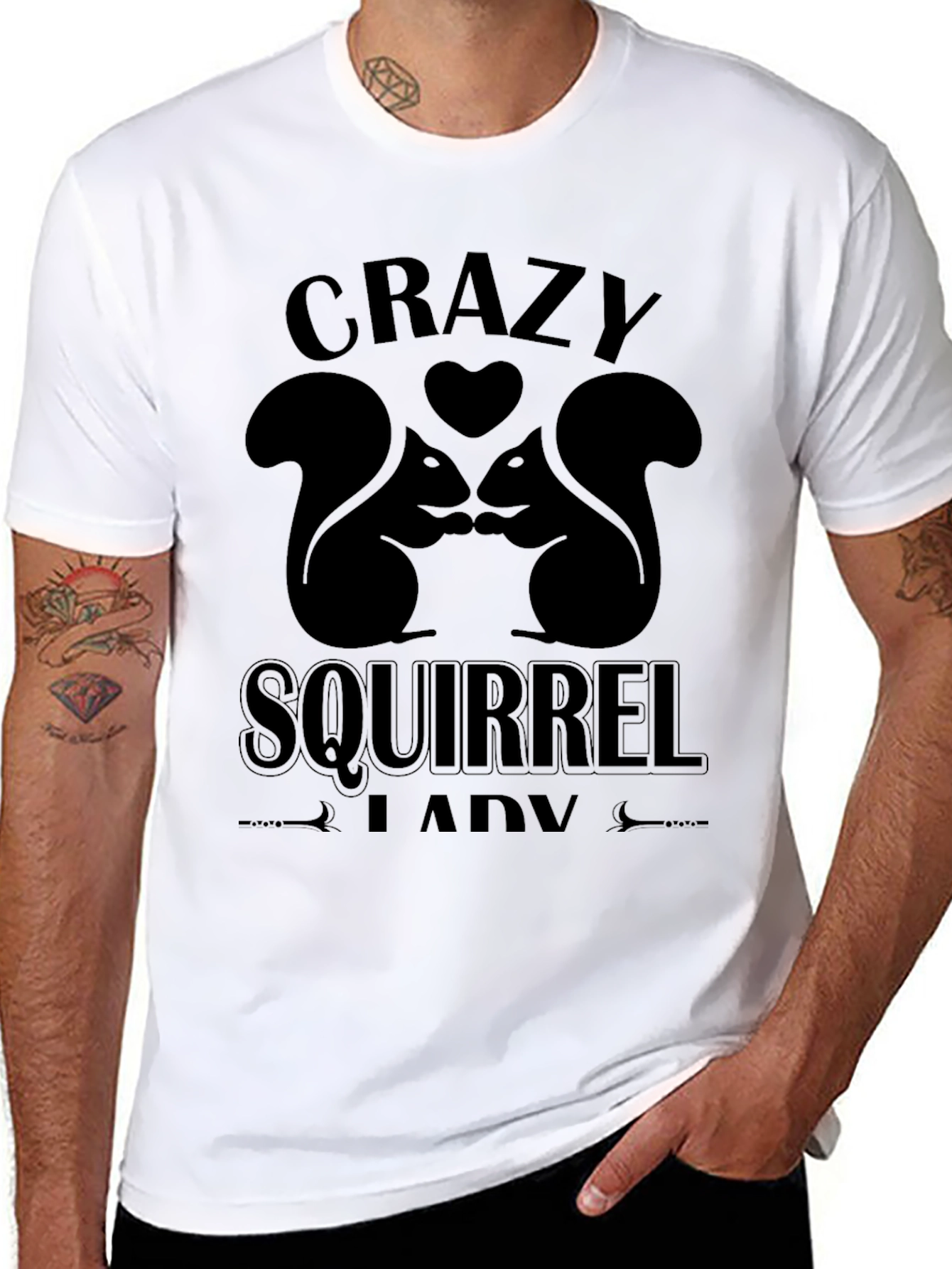 Black Crazy Squirrel Lady Graphic Tee view 8
