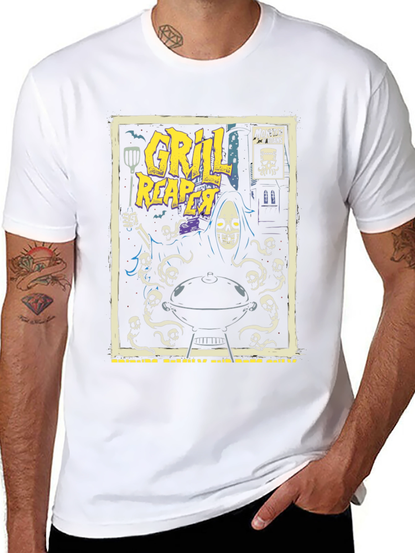 Black Grill Reaper Graphic T-Shirt view 8