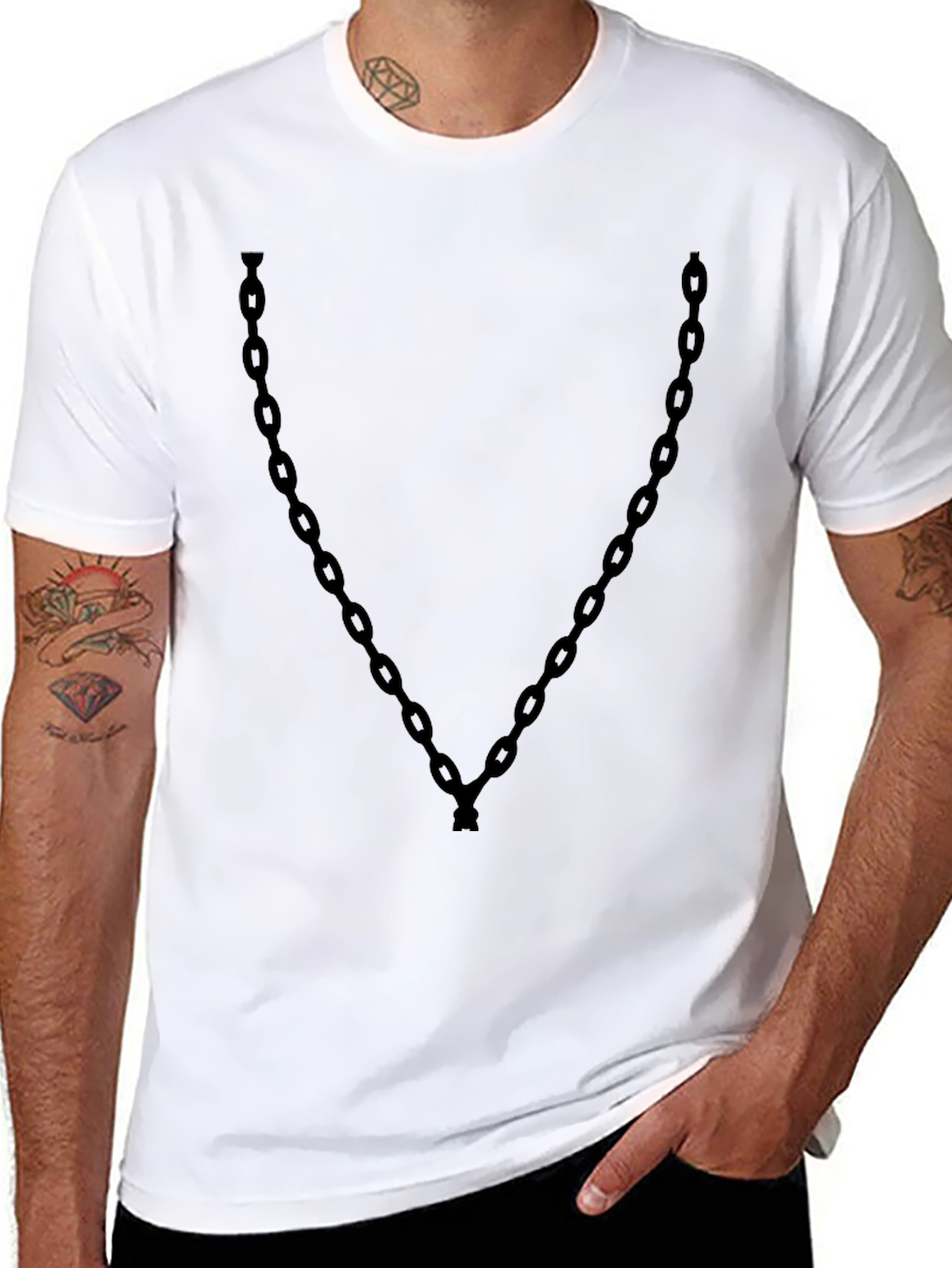 Black Chain Graphic T-Shirt - Casual Streetwear view 8