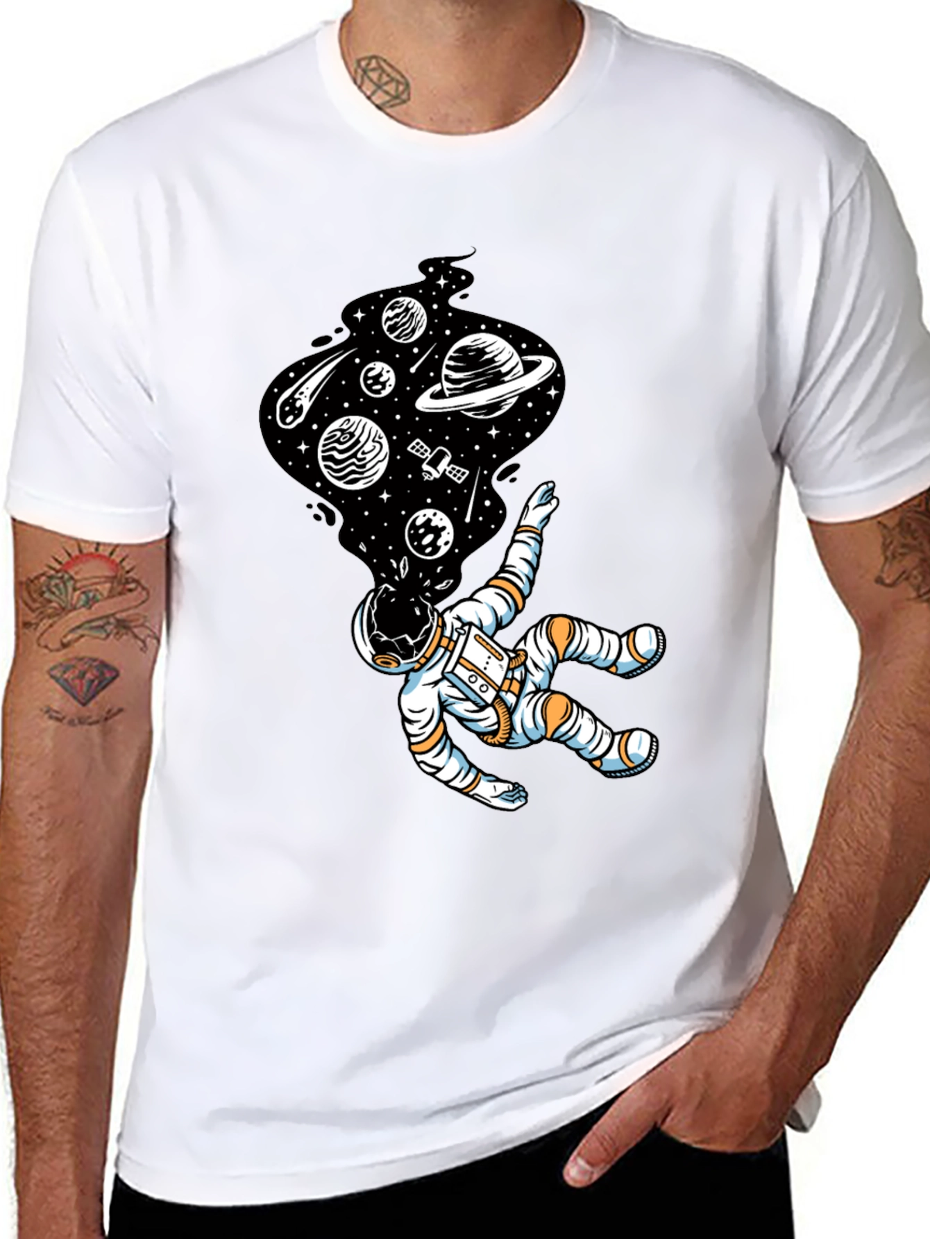 Black Astronaut Space Dream T-Shirt - Black Graphic Tee view 8