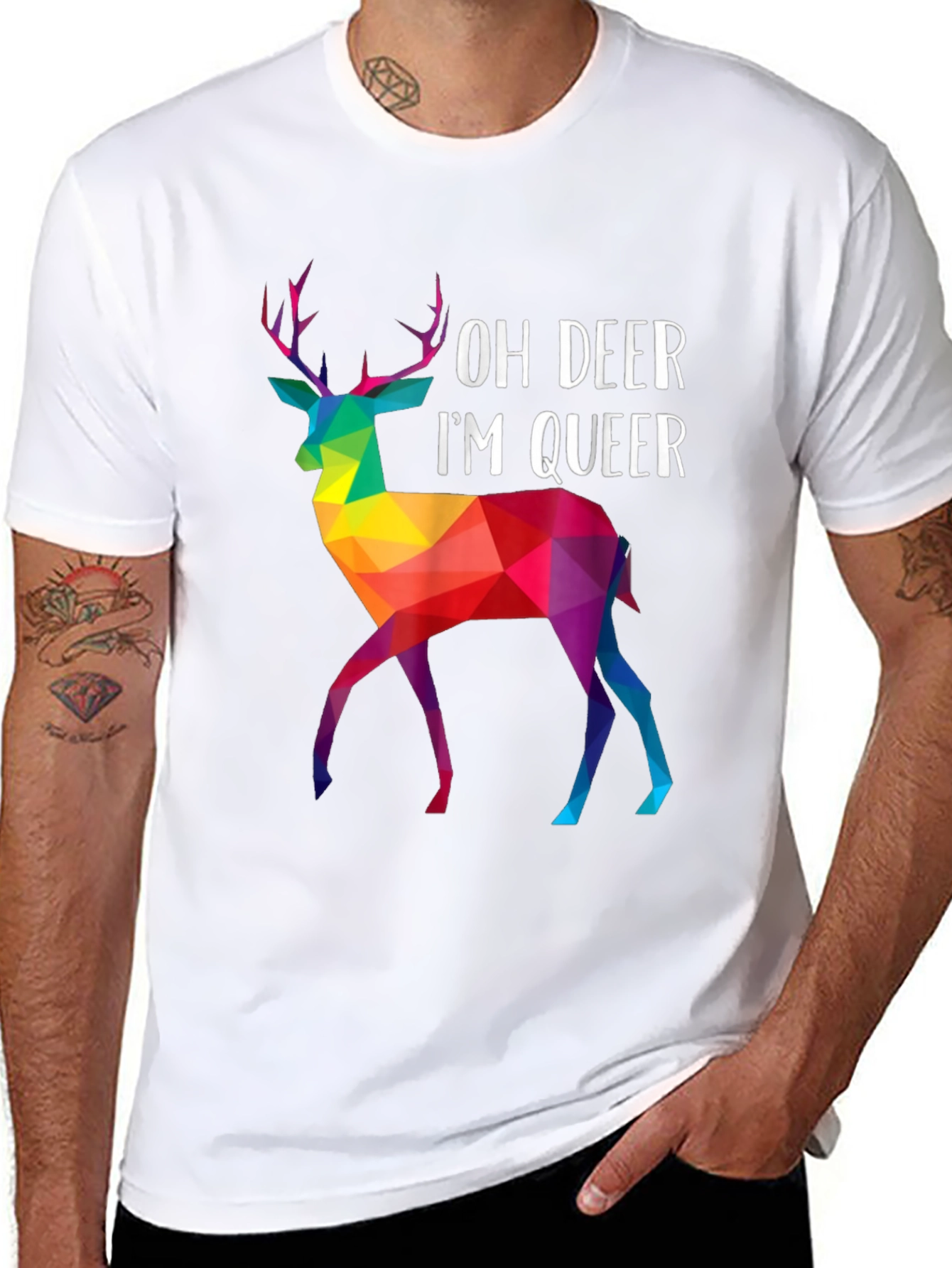 Black Oh Deer I'm Queer Pride T-Shirt view 8