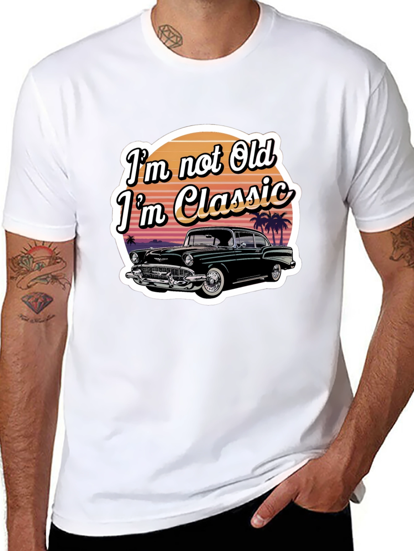 Black Classic Car T-Shirt - "I'm Not Old, I'm Classic" view 8