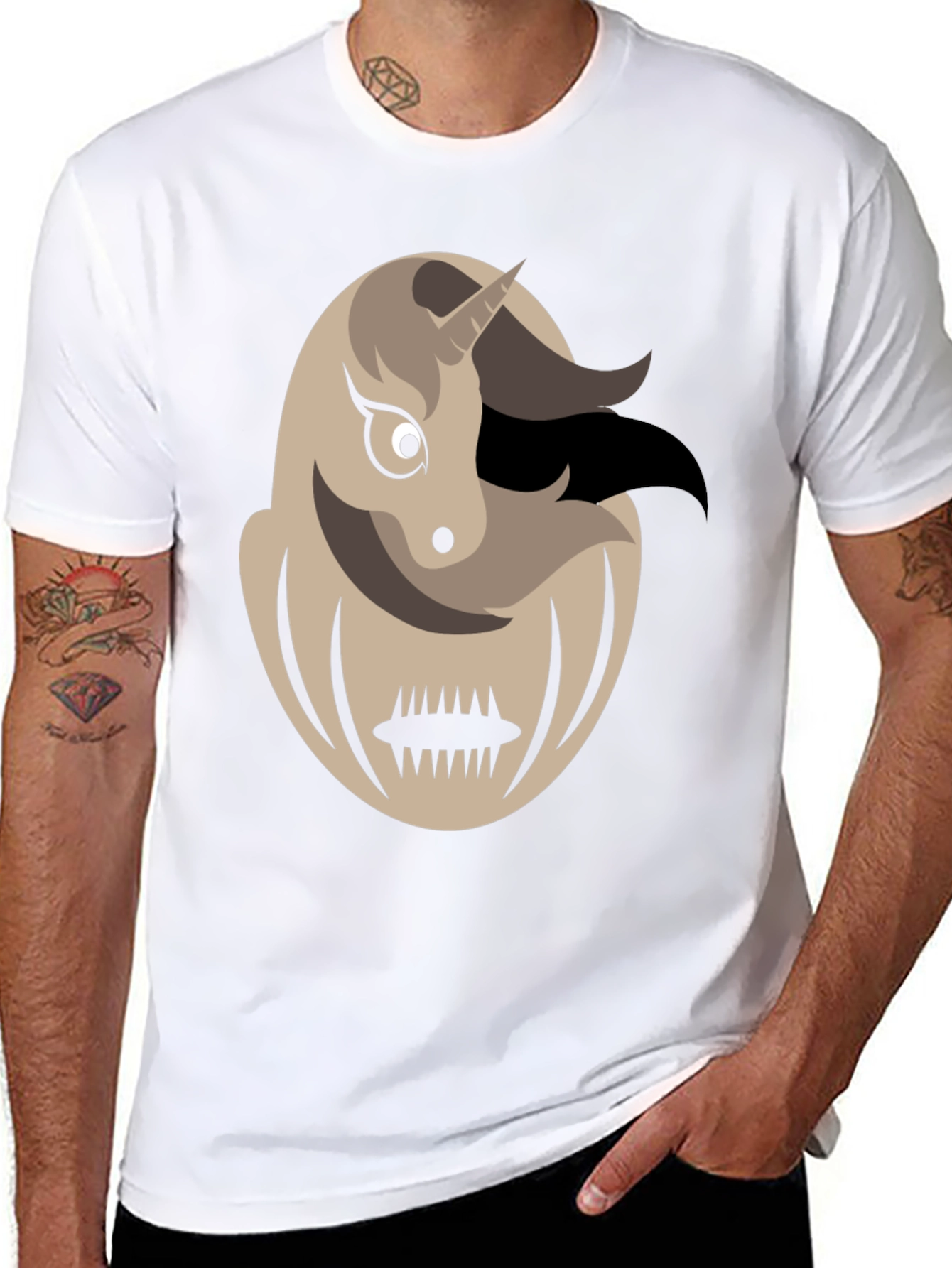 Black Unicorn Monster Graphic Tee - Men's Black T-Shirt view 8