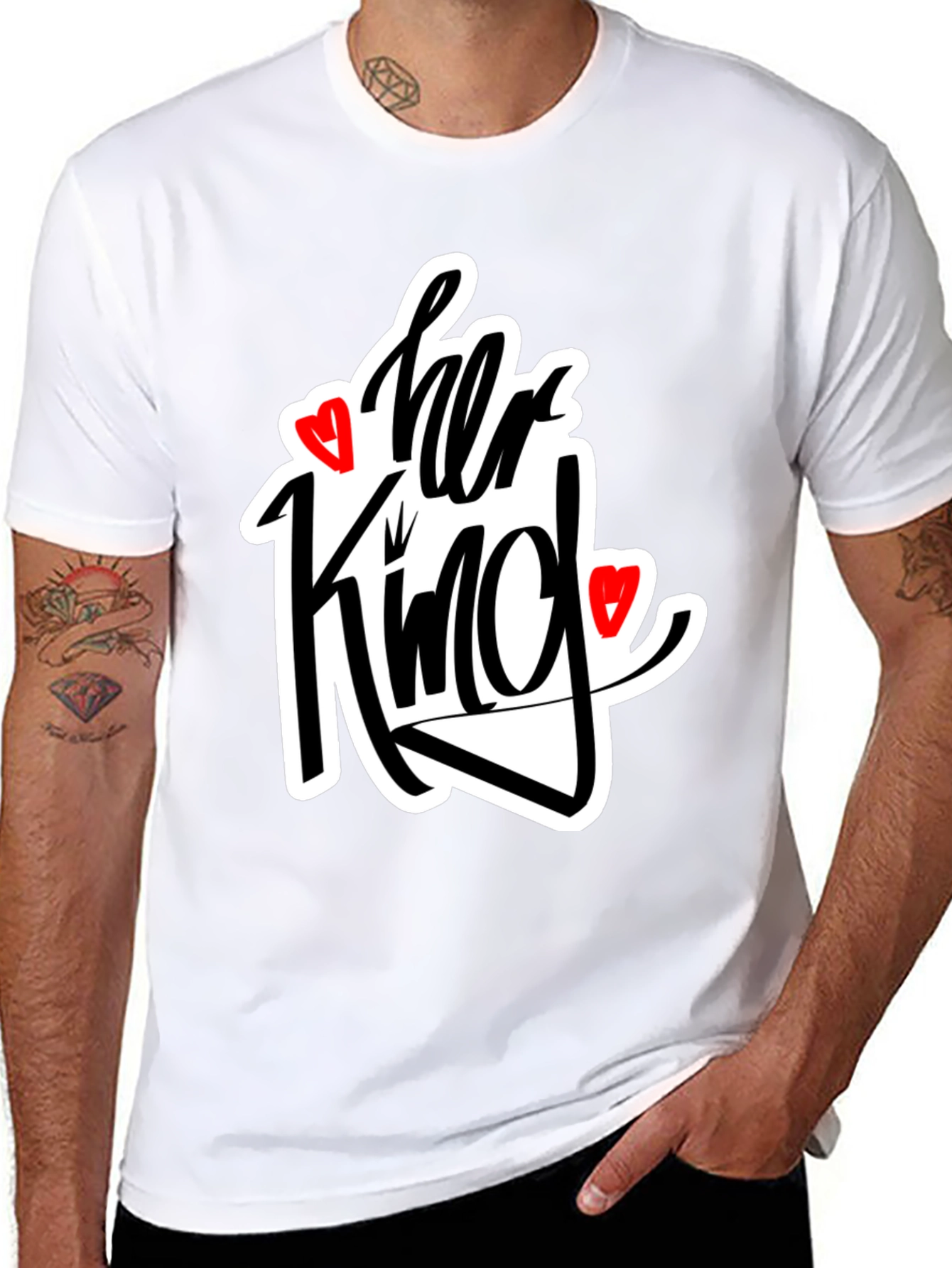 Black Her King Matching Graphic Tee Shirt view 8