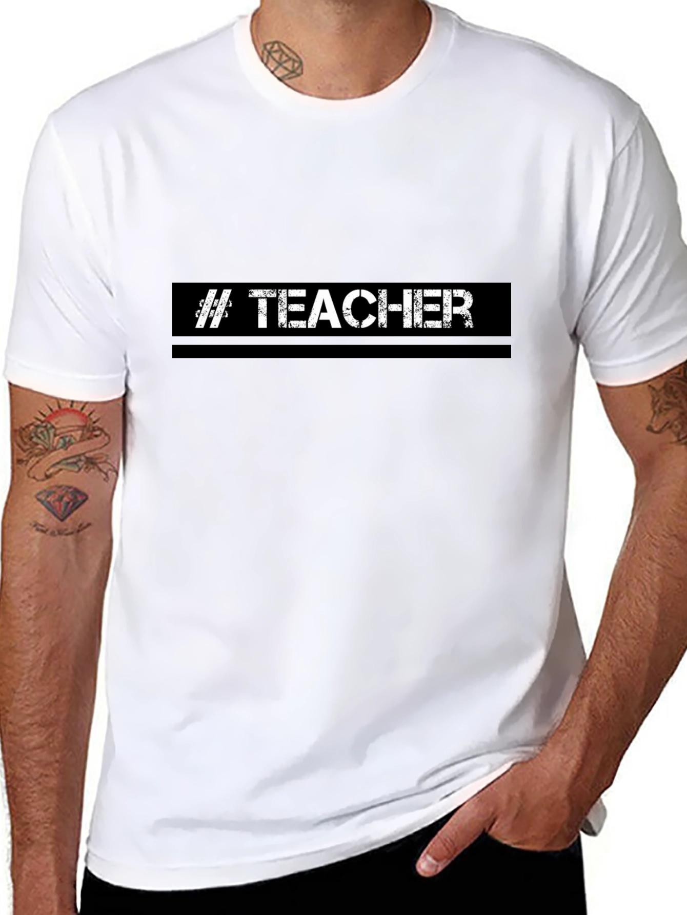 Black Teacher T-Shirt - Black Cotton Blend Tee view 8