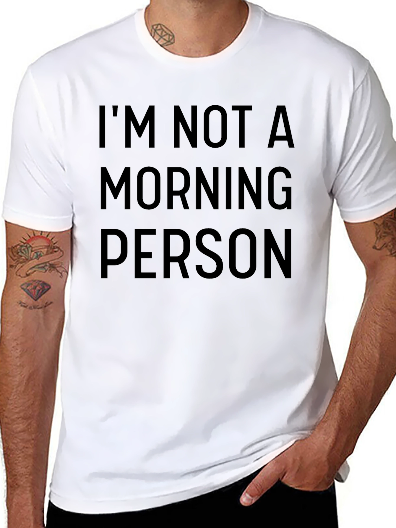 Black I'm Not A Morning Person T-Shirt - Black, Casual Style view 8