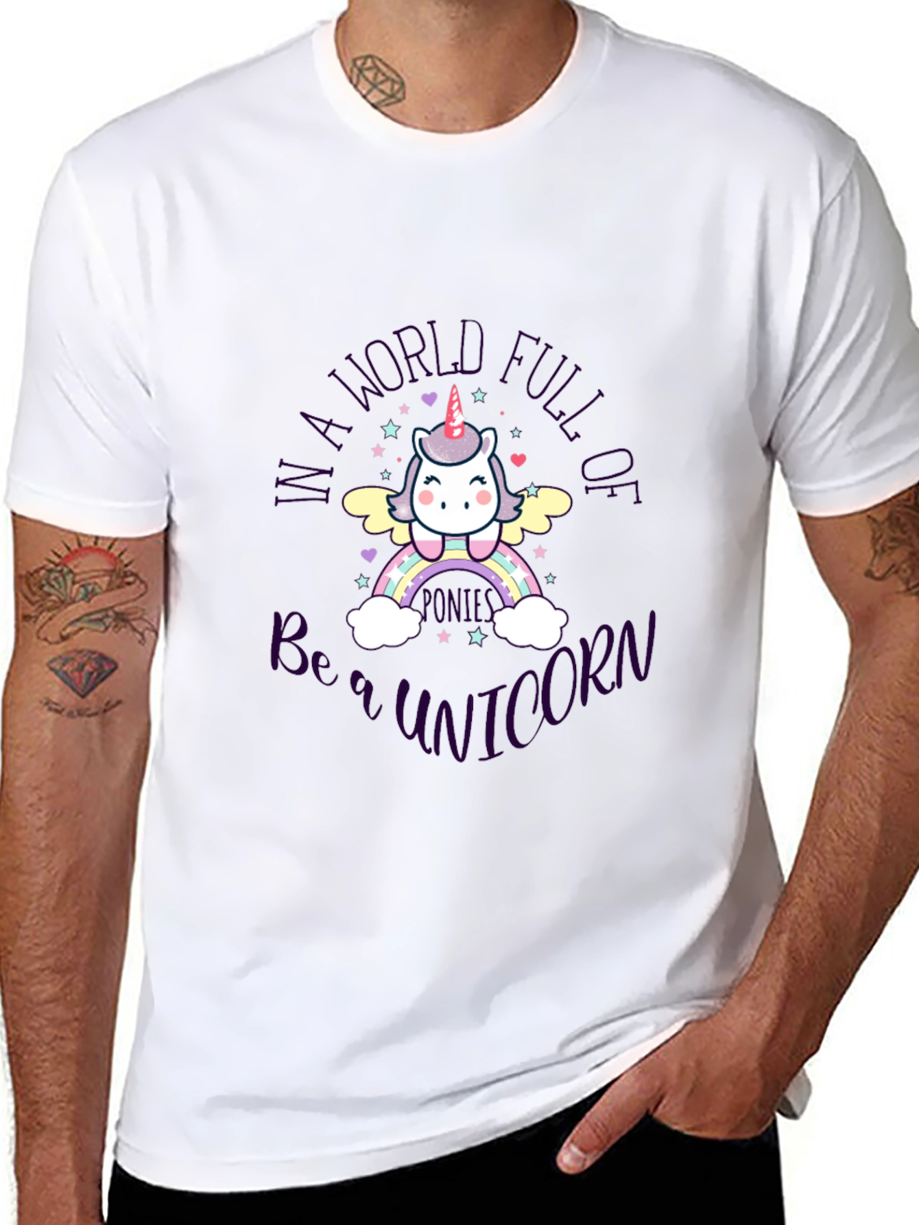 Black Cute Unicorn T-Shirt - Be a Unicorn in a World Full view 8