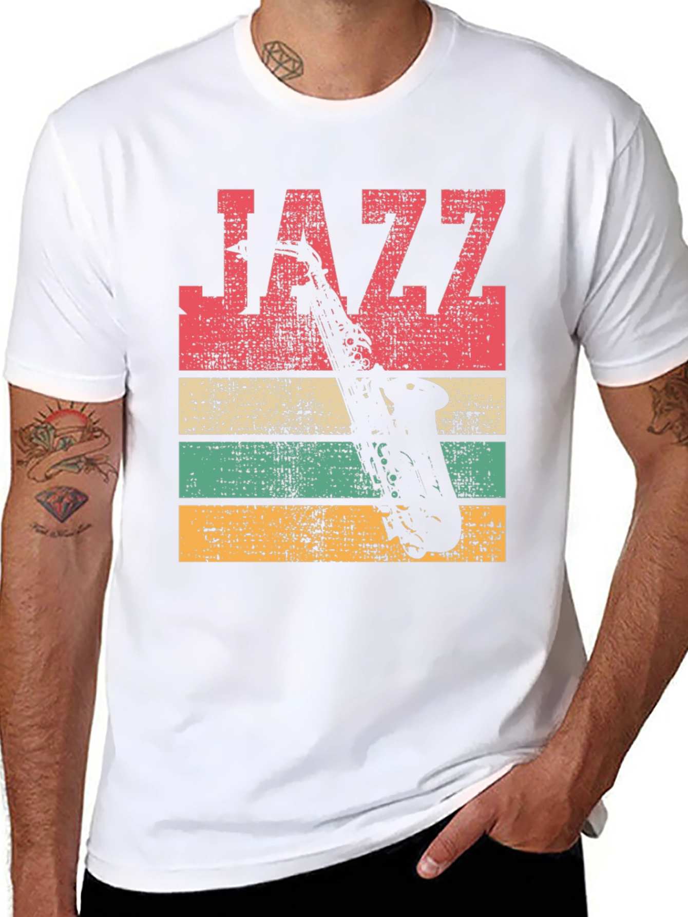 Black Vintage Jazz Saxophone T-Shirt view 8