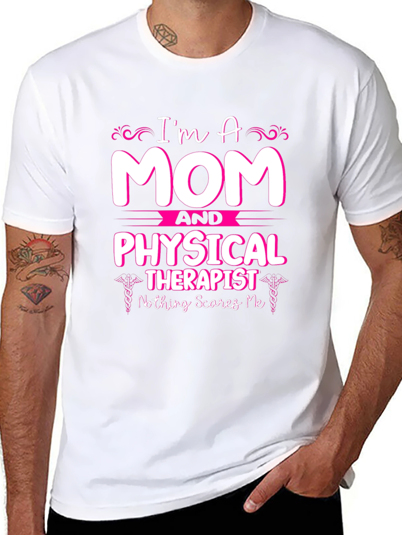 Black Mom Physical Therapist T-Shirt - Nothing Scares Me view 8