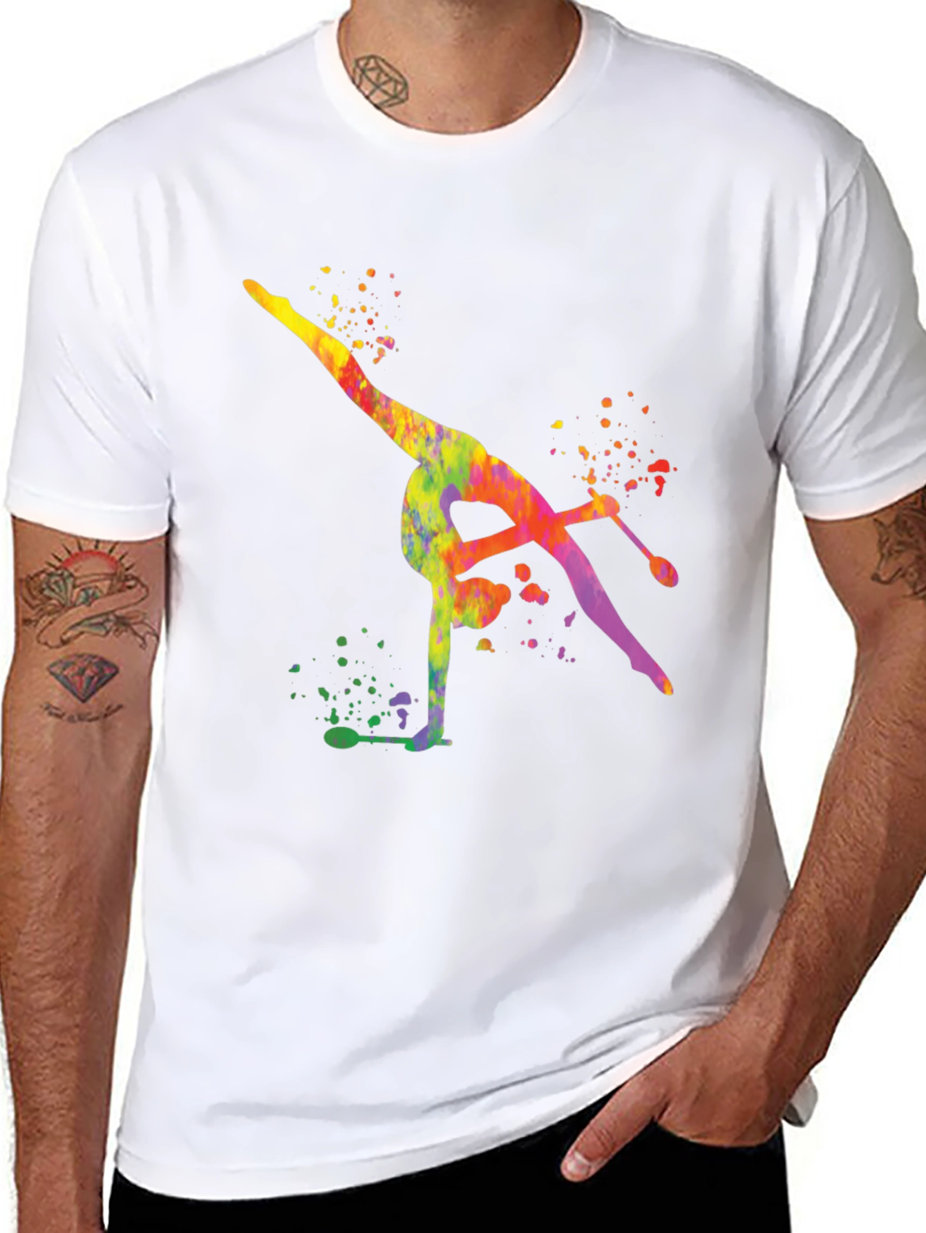 Black Watercolor Gymnastics T-Shirt view 8