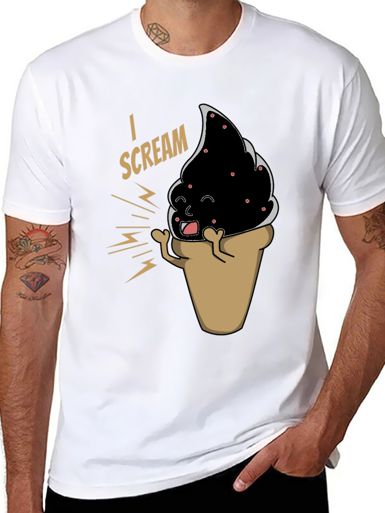 Black I Scream T-Shirt - Funny Ice Cream Cone Graphic Tee view 8