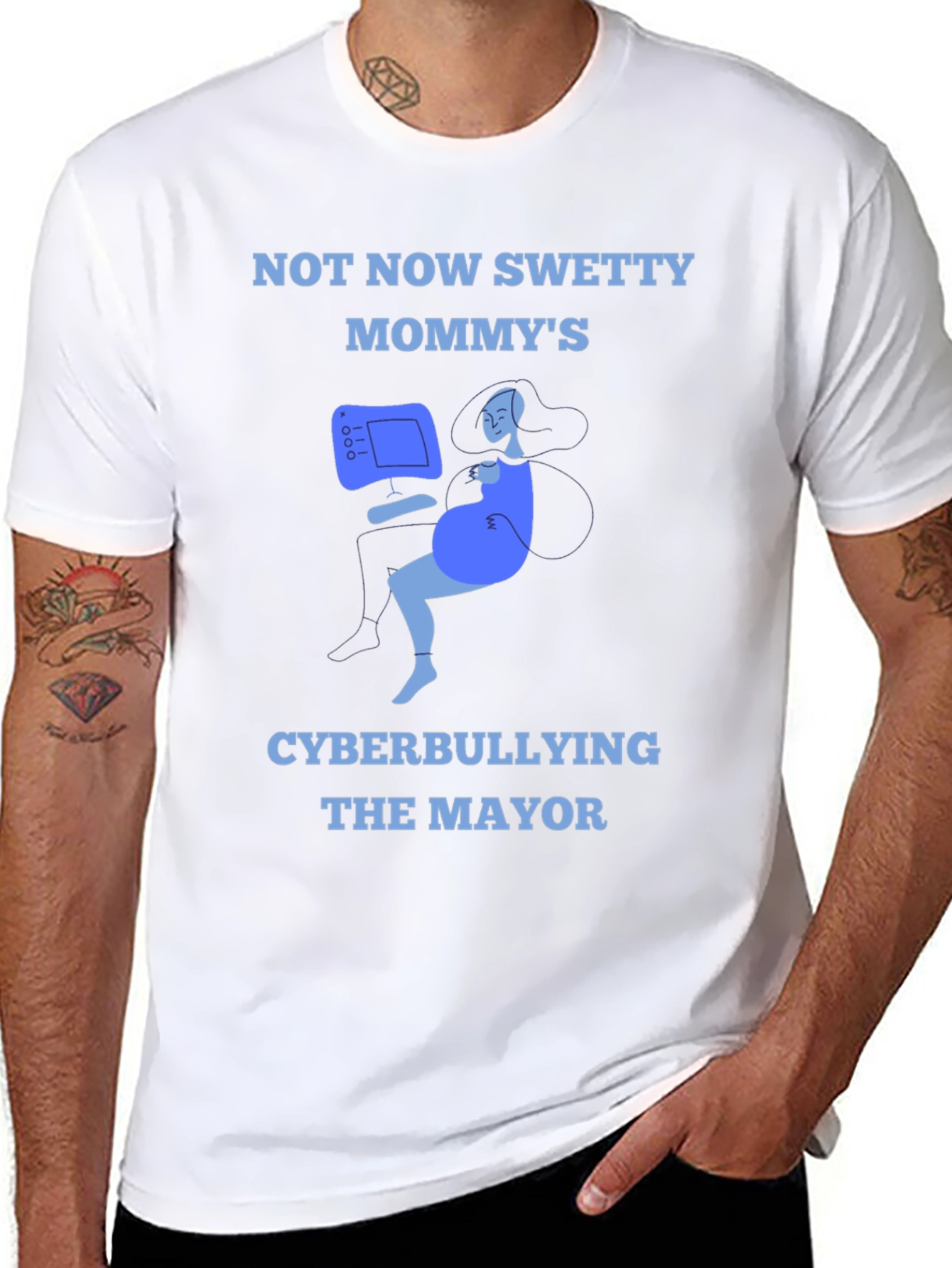 Black Cyberbullying Mommy T-Shirt - Funny Graphic Tee view 8