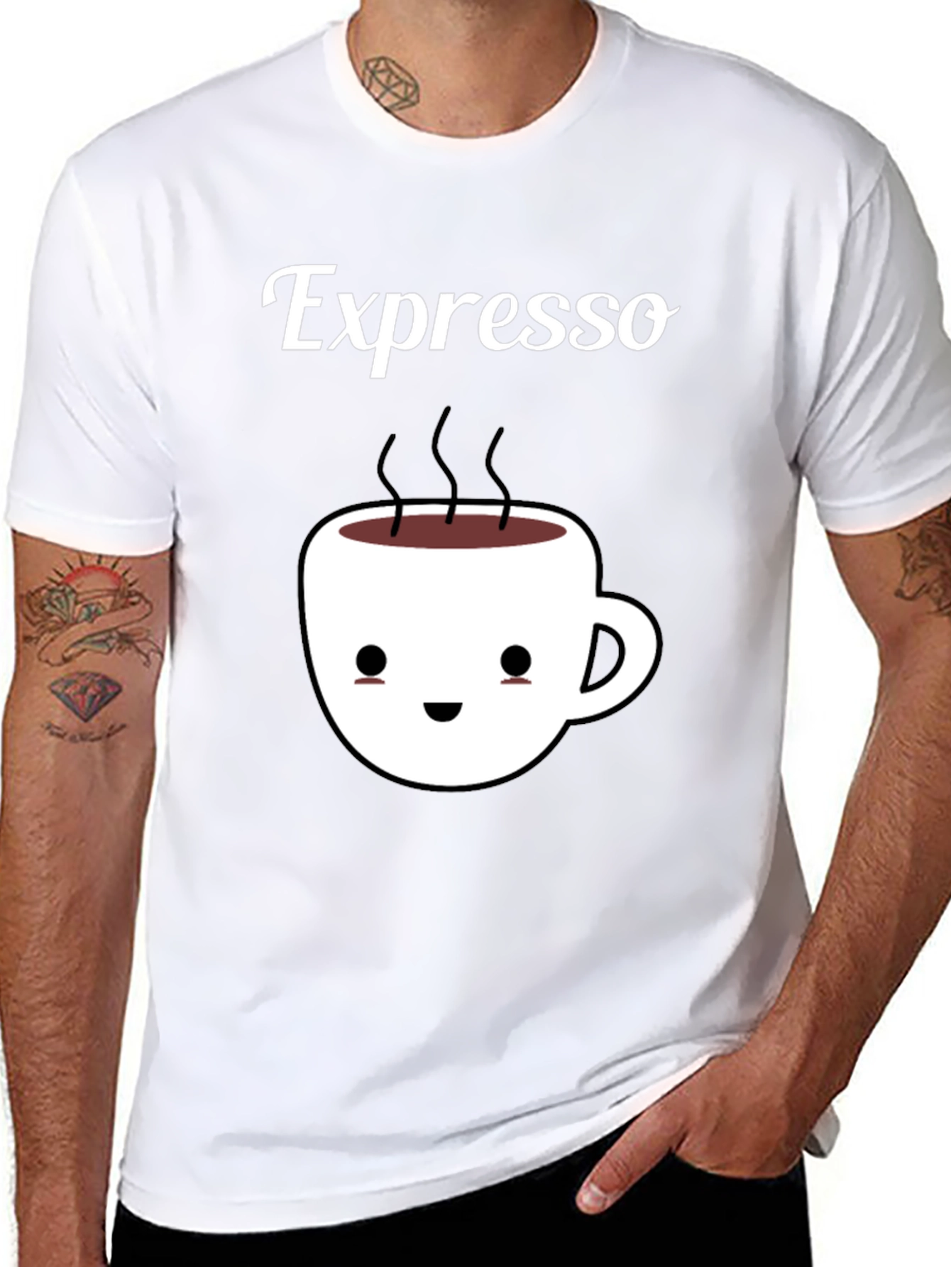 Black Espresso Kawaii Cup Black T-Shirt view 8