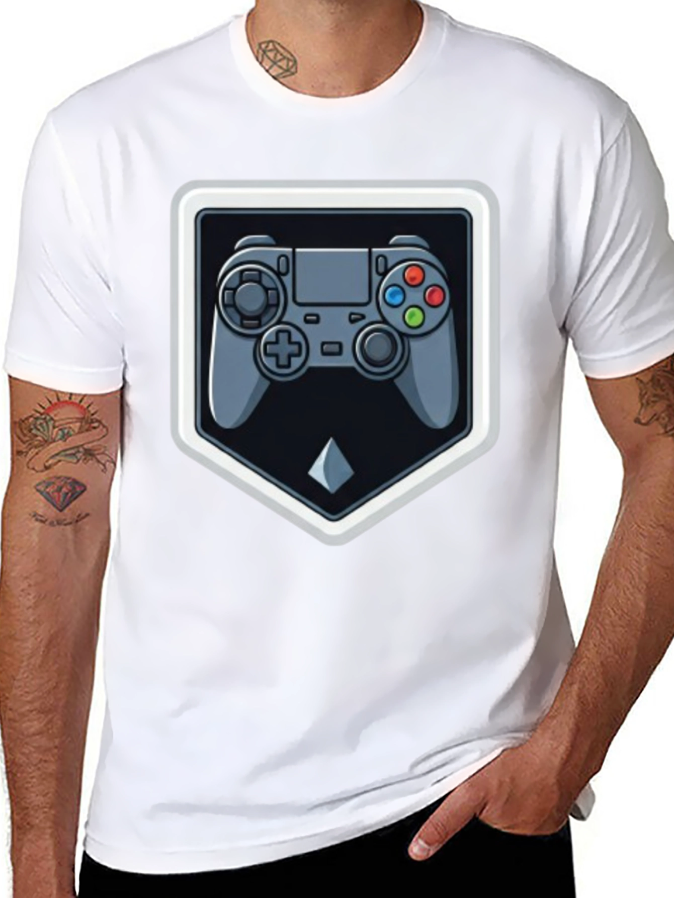 Black Gaming Controller Graphic Tee - Gamer Style view 8