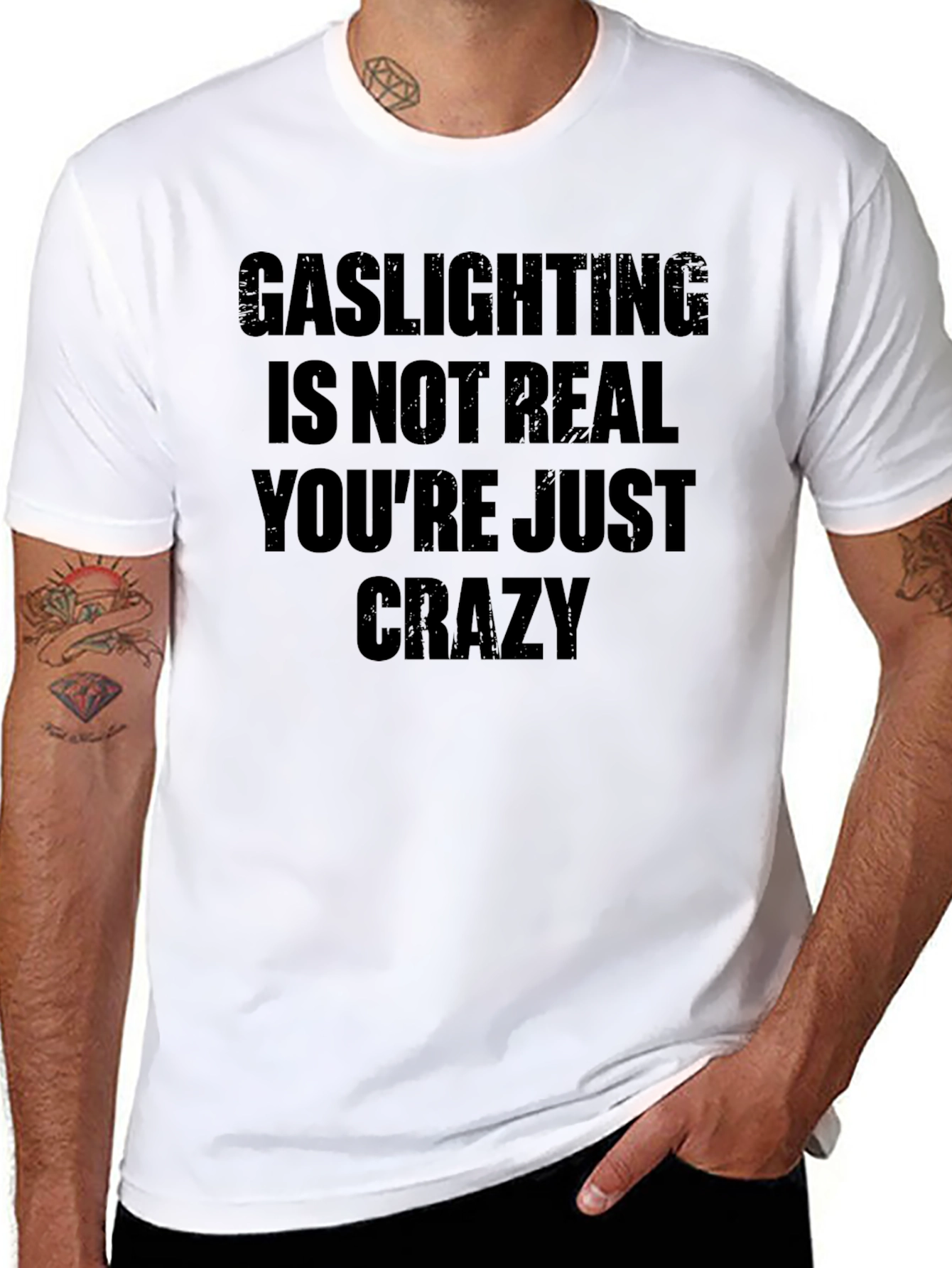 Black Gaslighting Slogan Graphic Tee view 8