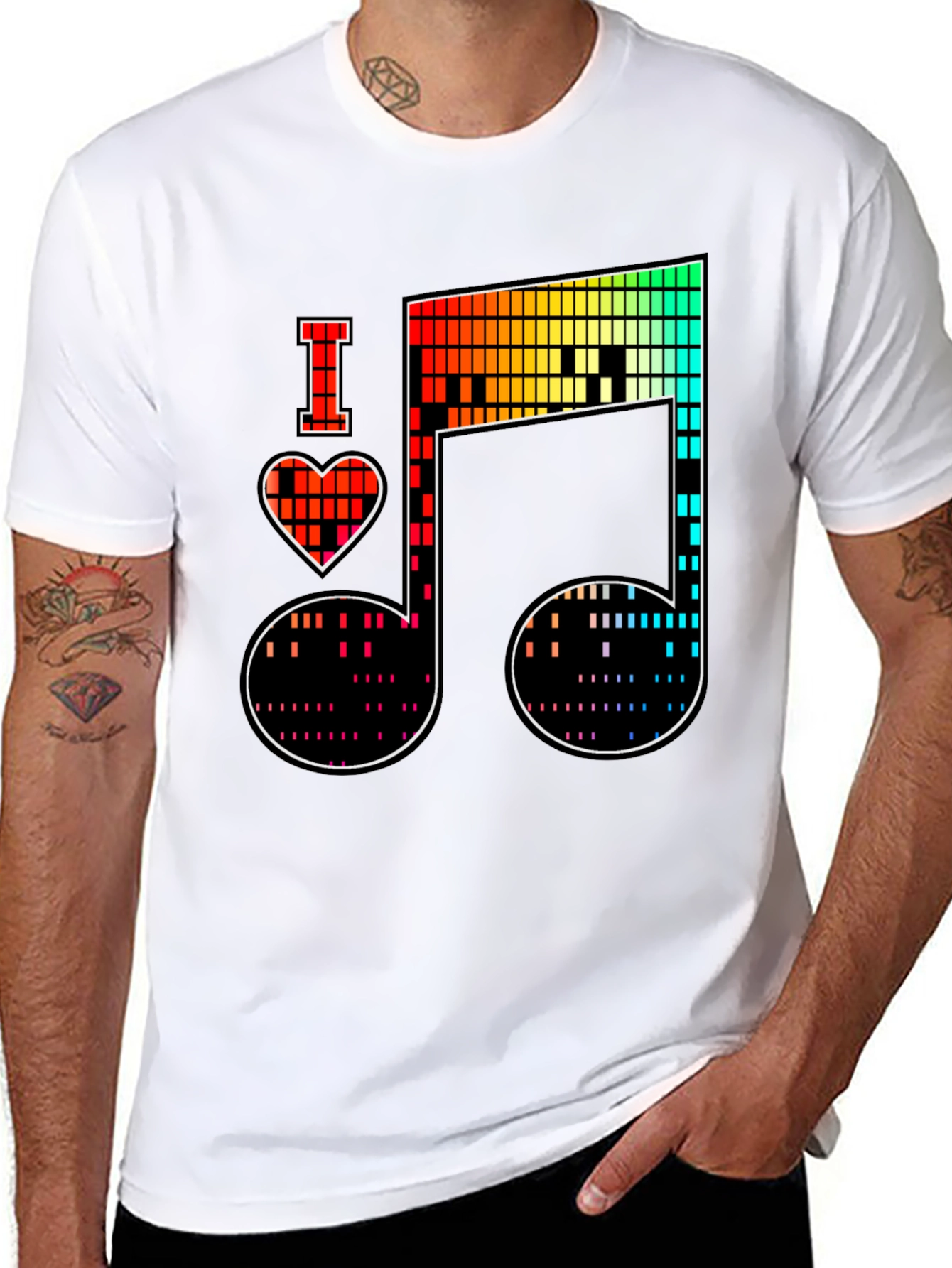 Black I Heart Music Note Graphic Tee - Black view 8