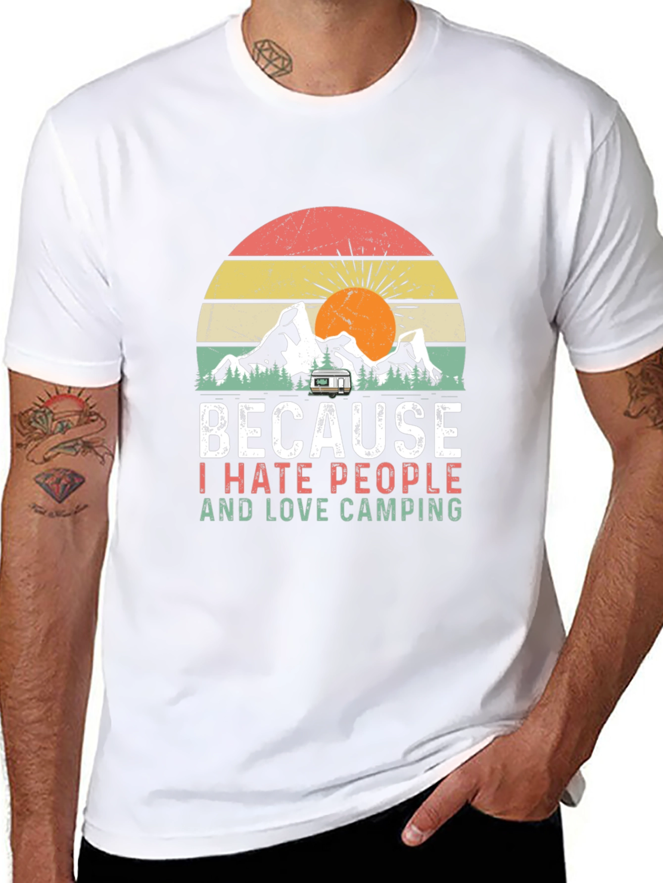 Black Because I Hate People & Love Camping T-Shirt view 8