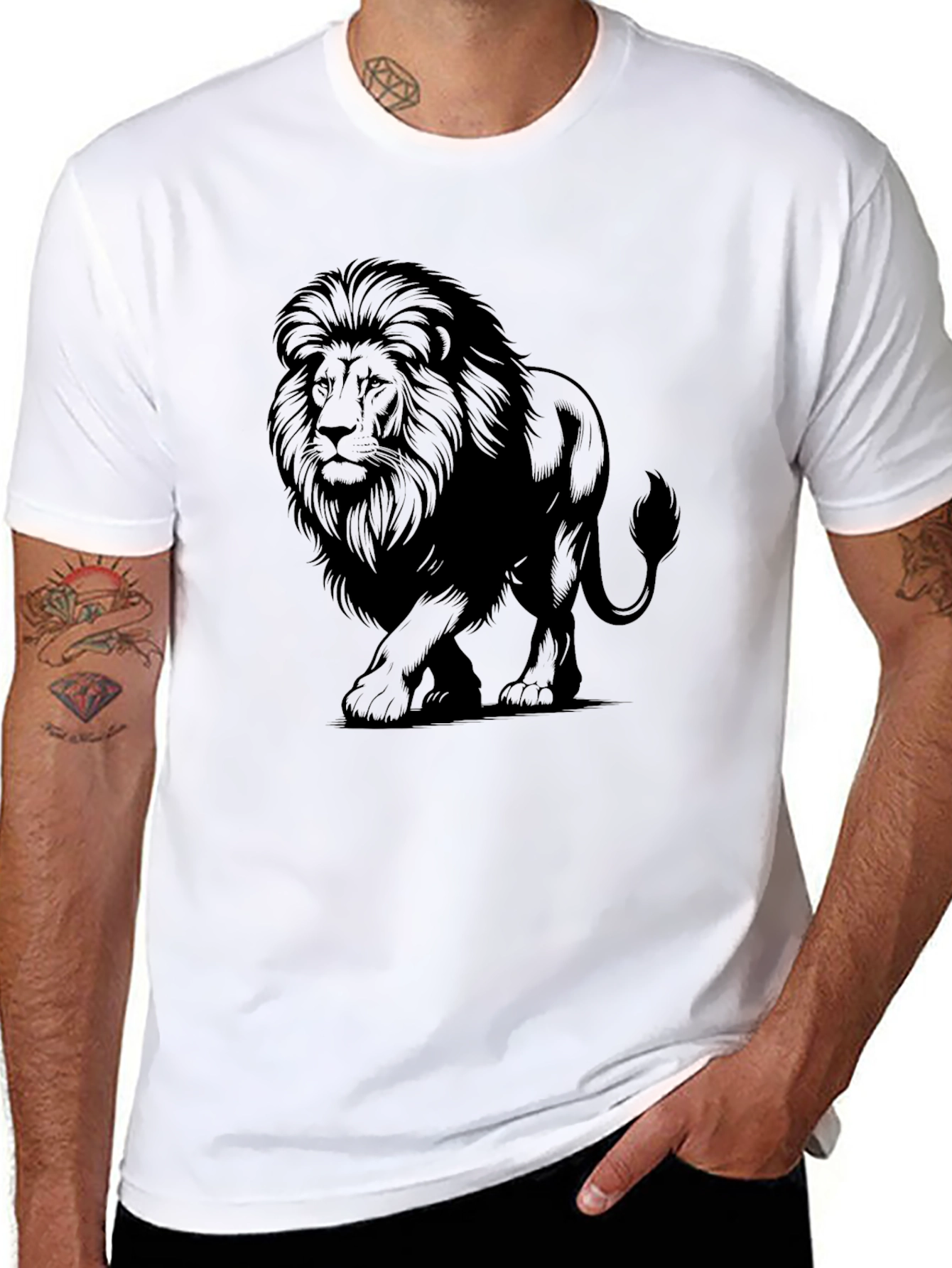 Black Lion Graphic Tee - Men's Black T-Shirt view 8