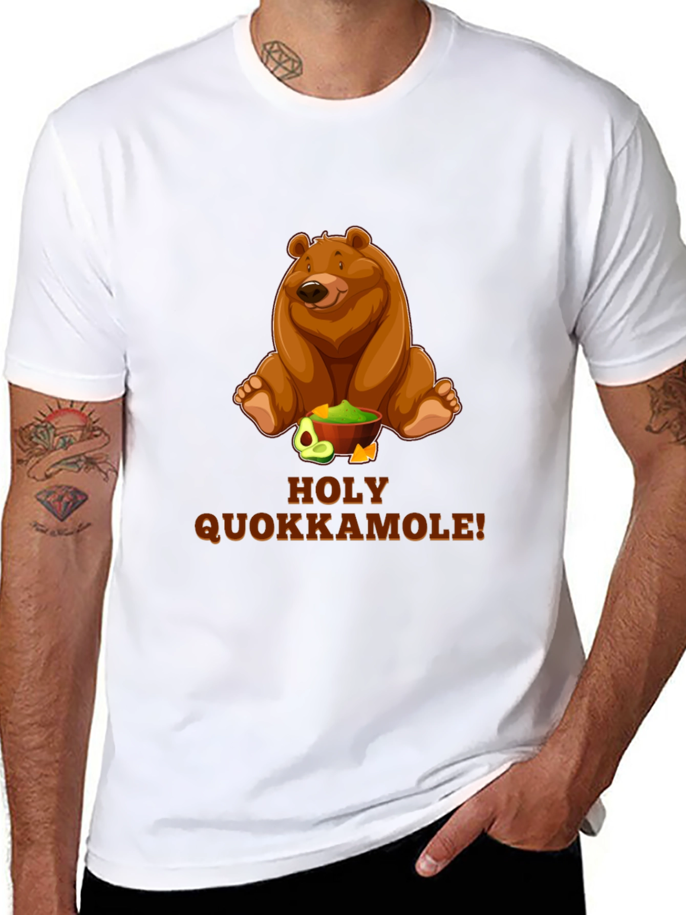 Black Holy Quokkamole T-Shirt - Funny Bear & Guacamole Tee view 8