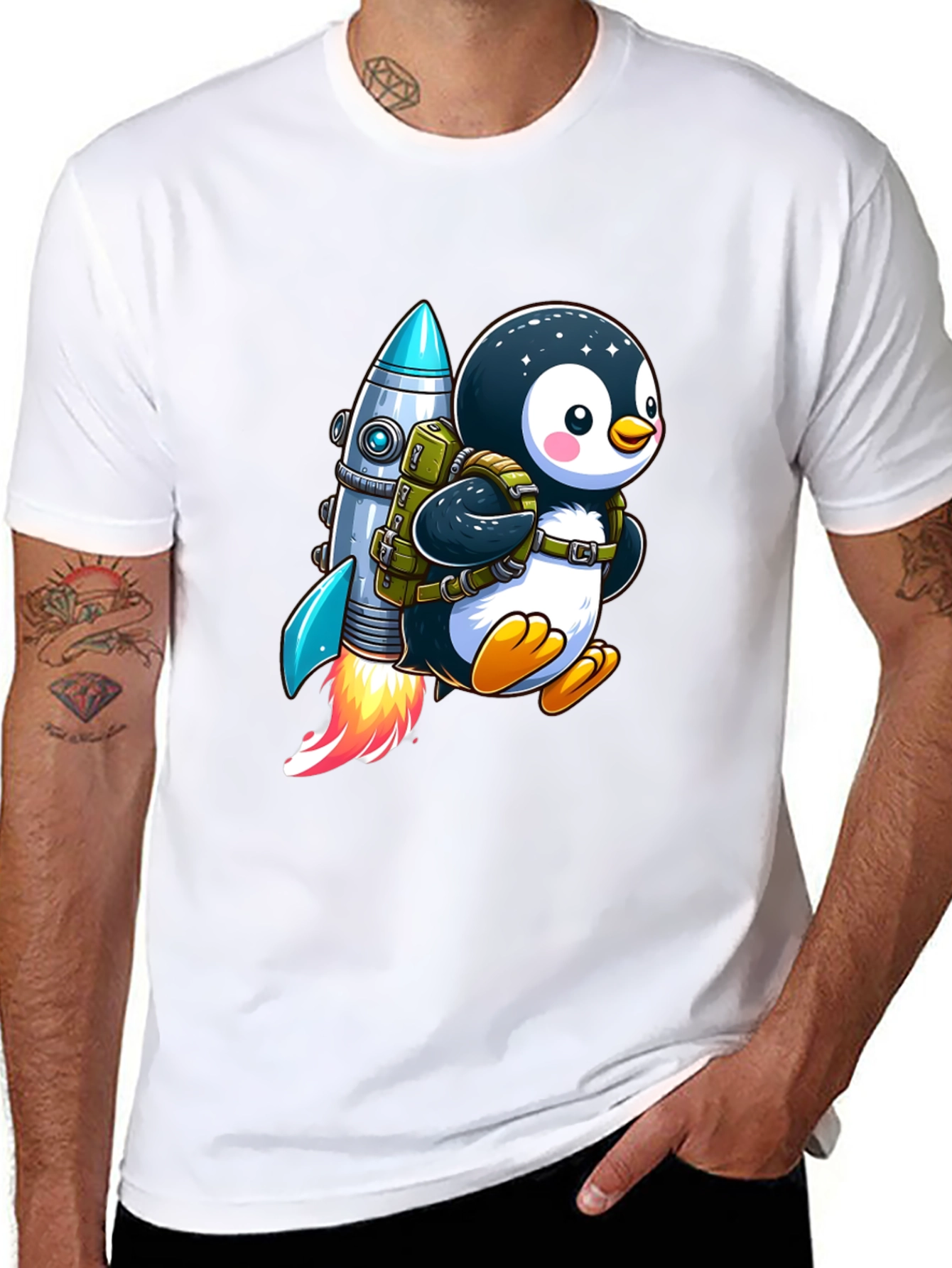 Black Penguin Astronaut T-Shirt view 8