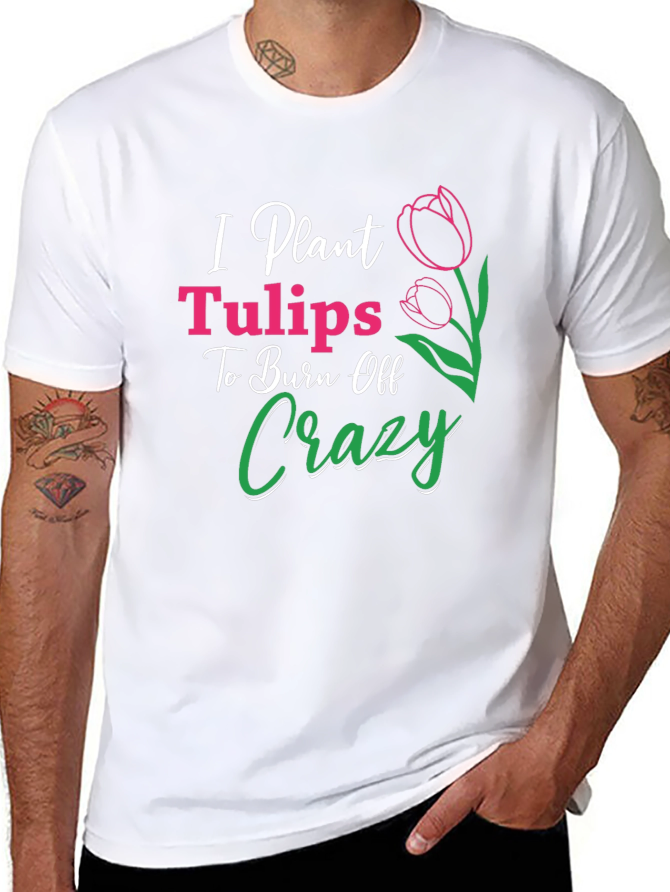 Black I Plant Tulips Crazy Burn Off T-Shirt view 8