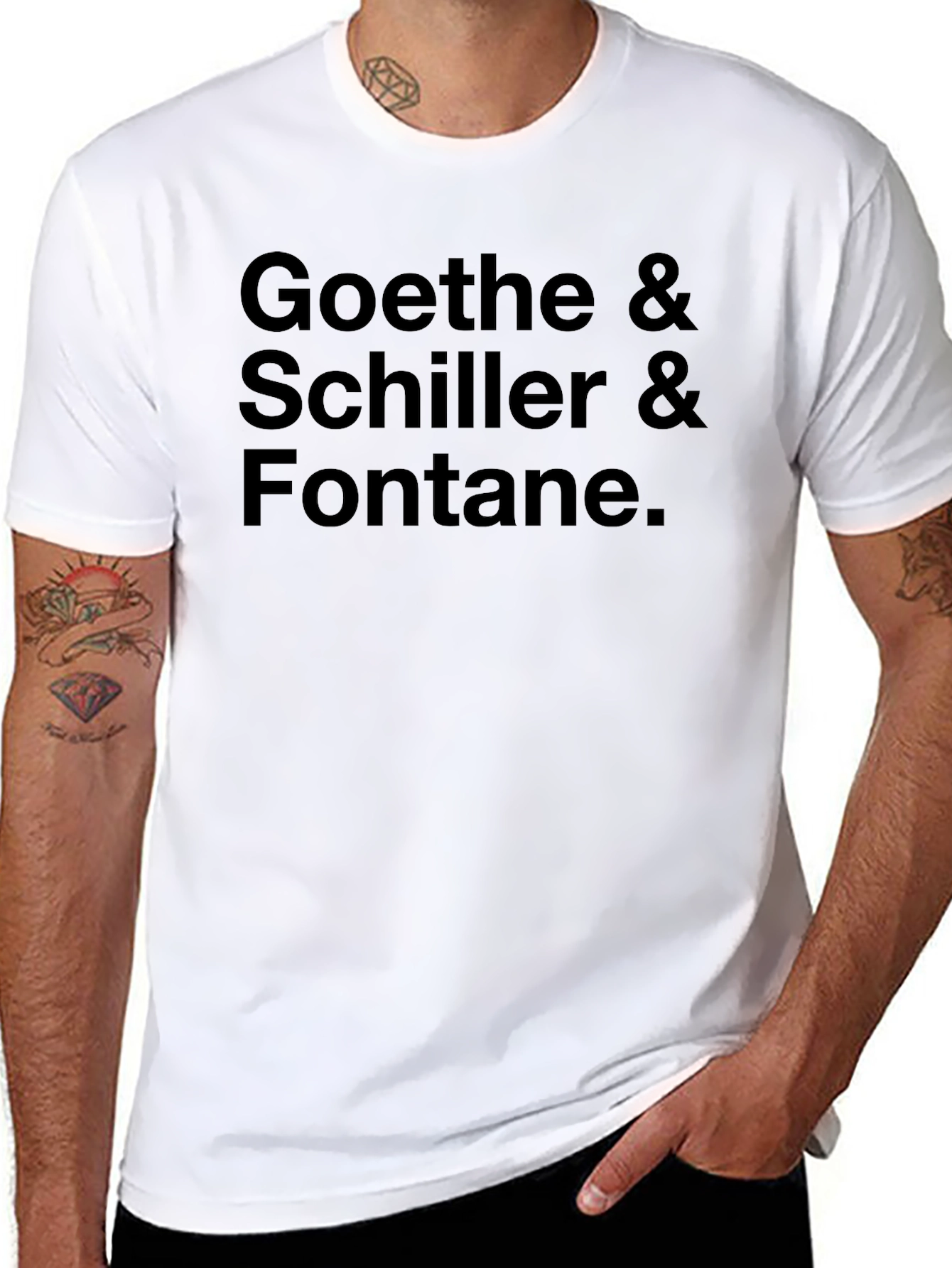 Black Goethe, Schiller, Fontane Black T-Shirt view 8