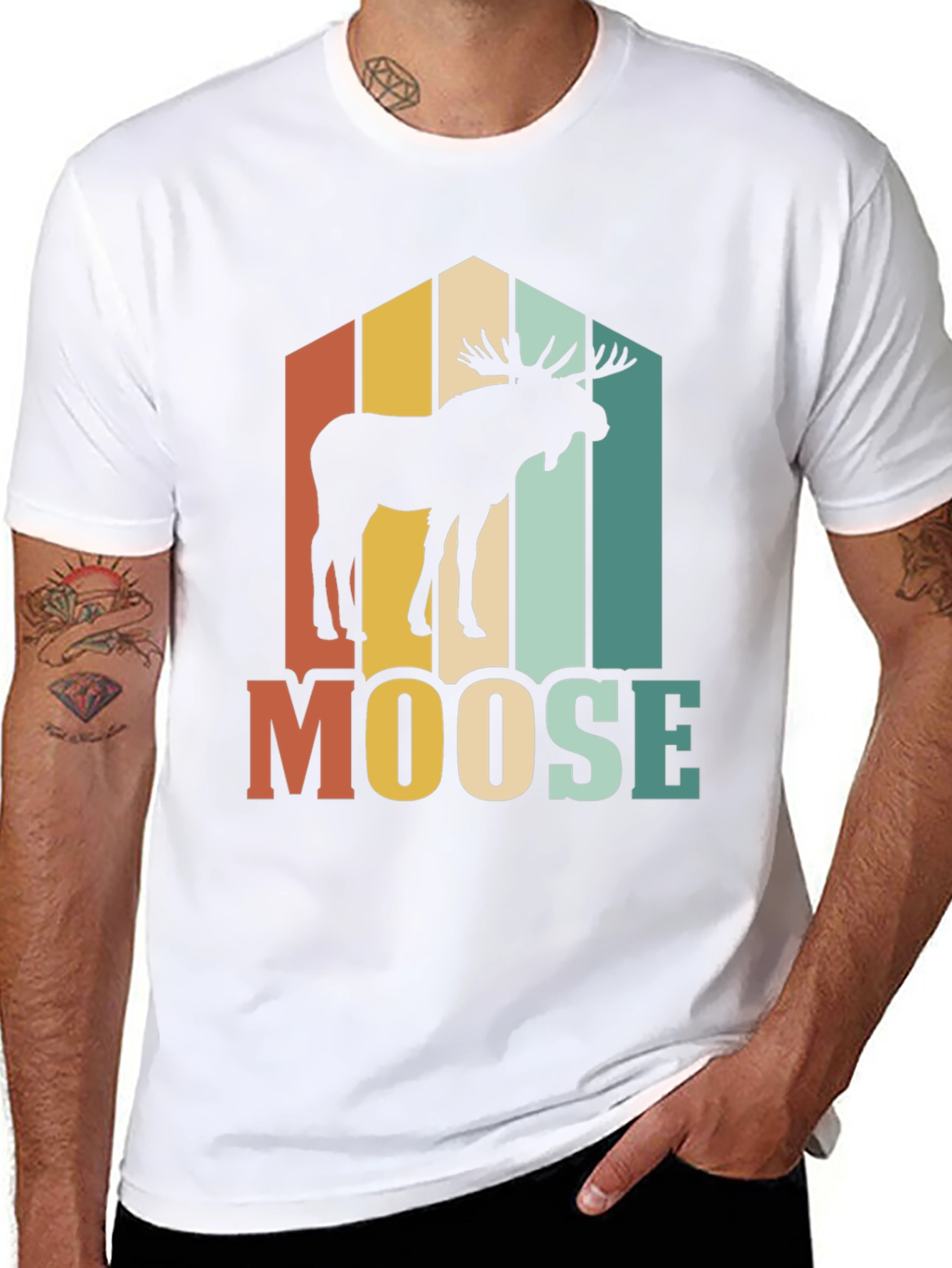 Black Retro Moose Graphic T-Shirt view 8