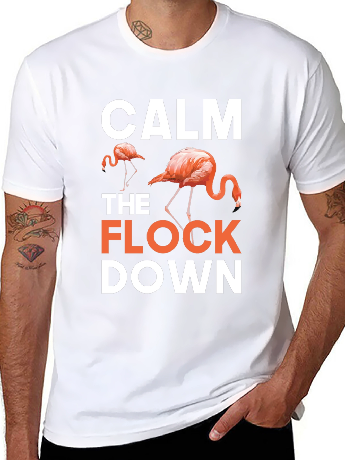 Black Calm The Flock Down Black Graphic T-Shirt view 8