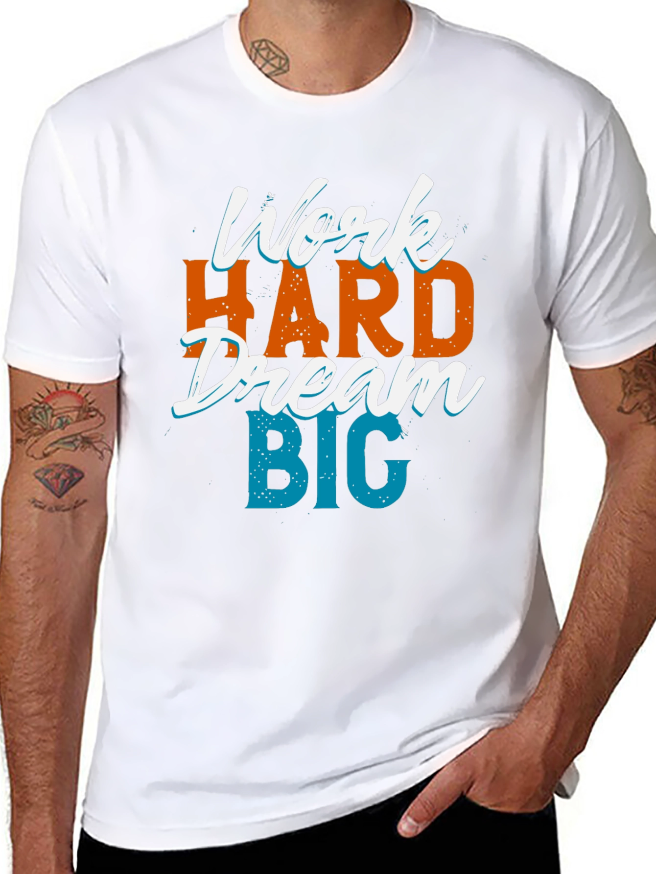 Black Motivational Work Hard Dream Big Black T-Shirt view 8