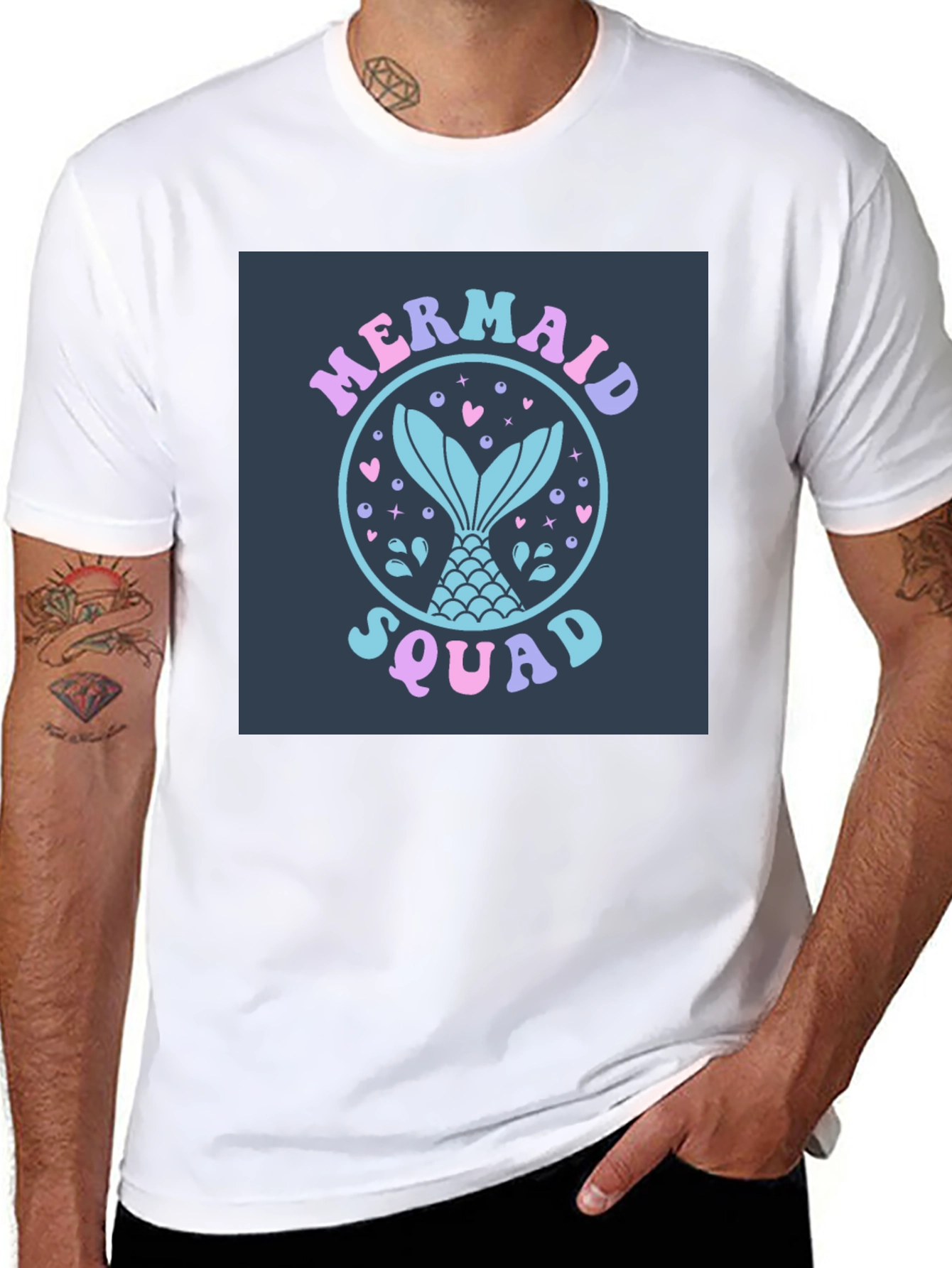Black Mermaid Squad Graphic Tee - Black Cotton Blend view 8