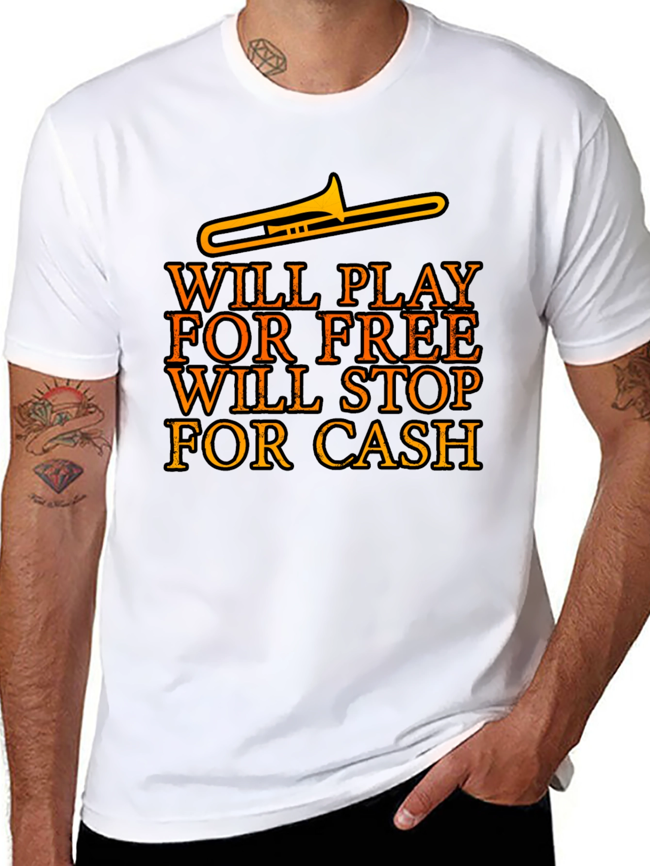 Black Will Play For Free Trombone Black T-Shirt view 8