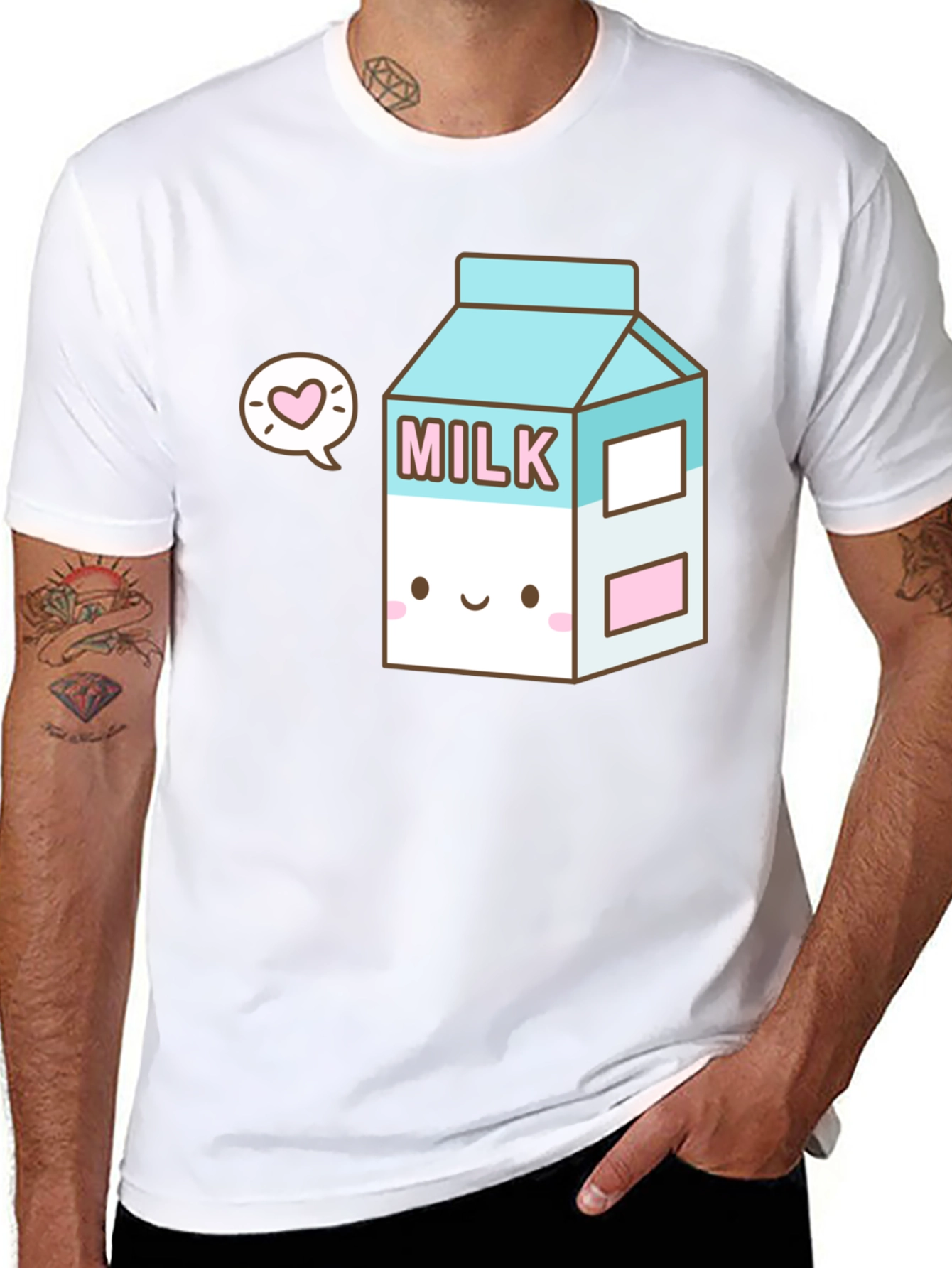 Black Kawaii Milk Carton T-Shirt - Cute & Unique Design view 8